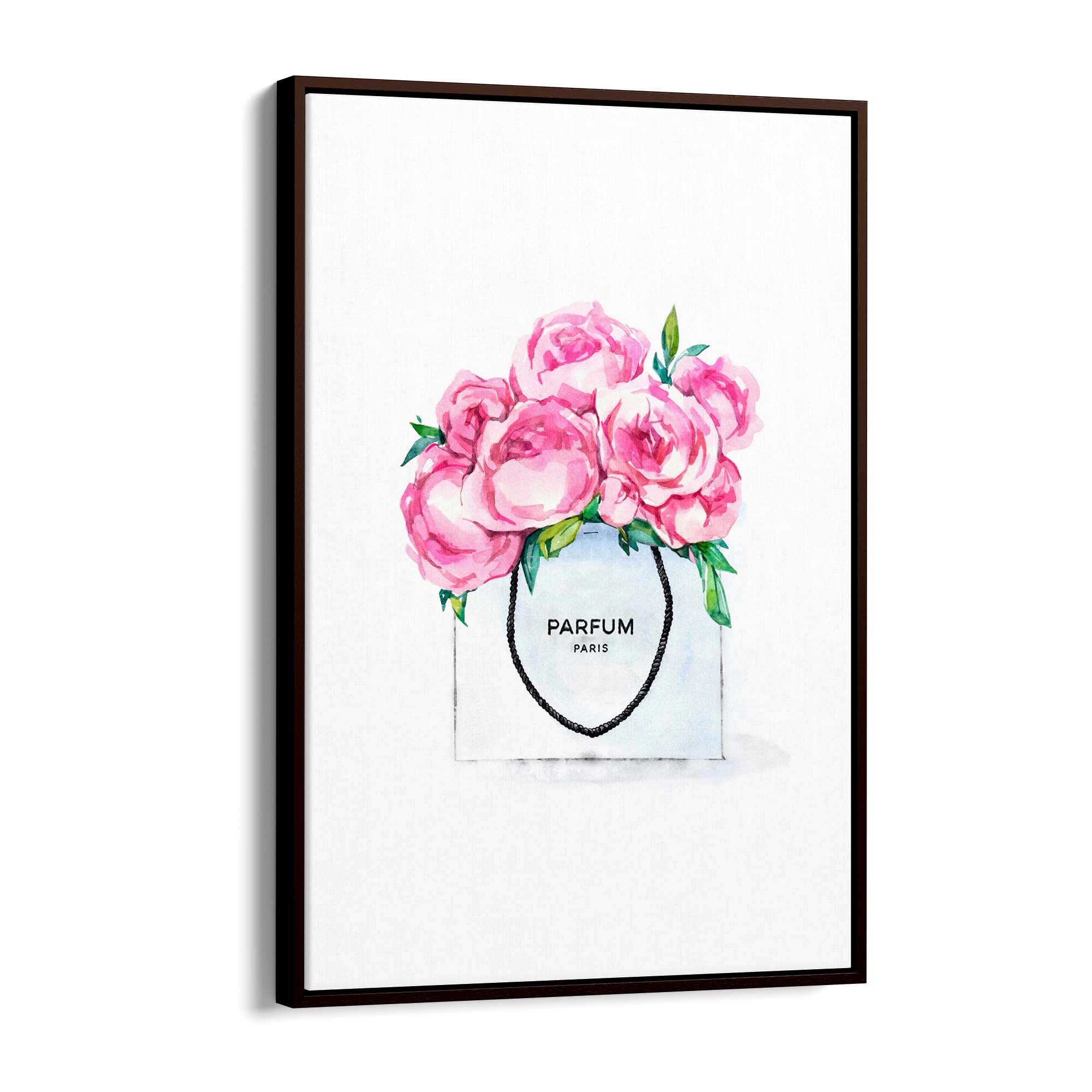 Pink Floral Perfume Bottle Fashion Flowers Wall Art #1 - The Affordable Art Company