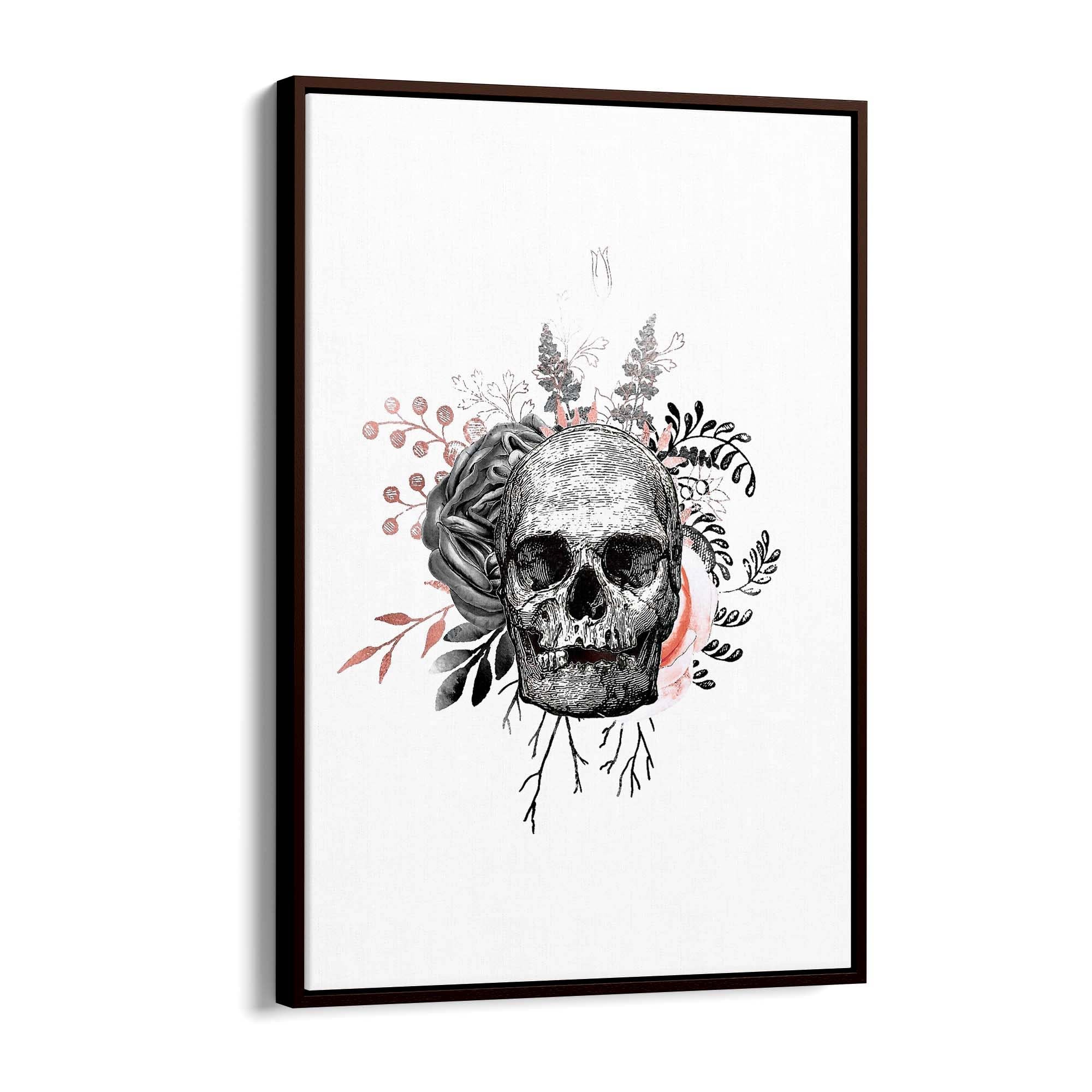 Pink Floral Skull Fashion Girls Bedroom Wall Art #1 - The Affordable Art Company