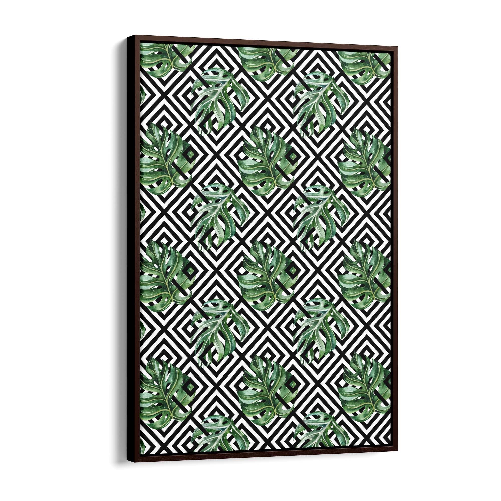 Green Leaves Geometric Nature Wall Art #3 - The Affordable Art Company