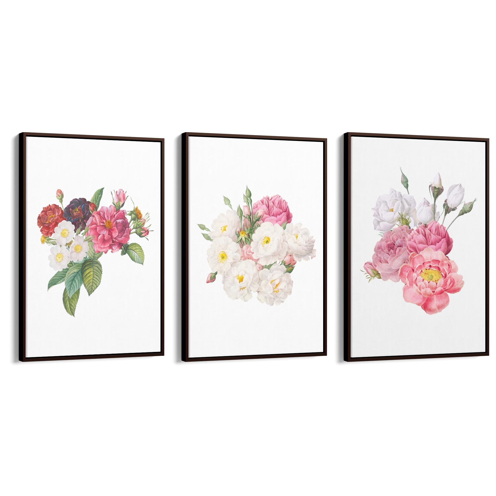 Set of Pink Floral Vintage Botanical Wall Art #1 - The Affordable Art Company