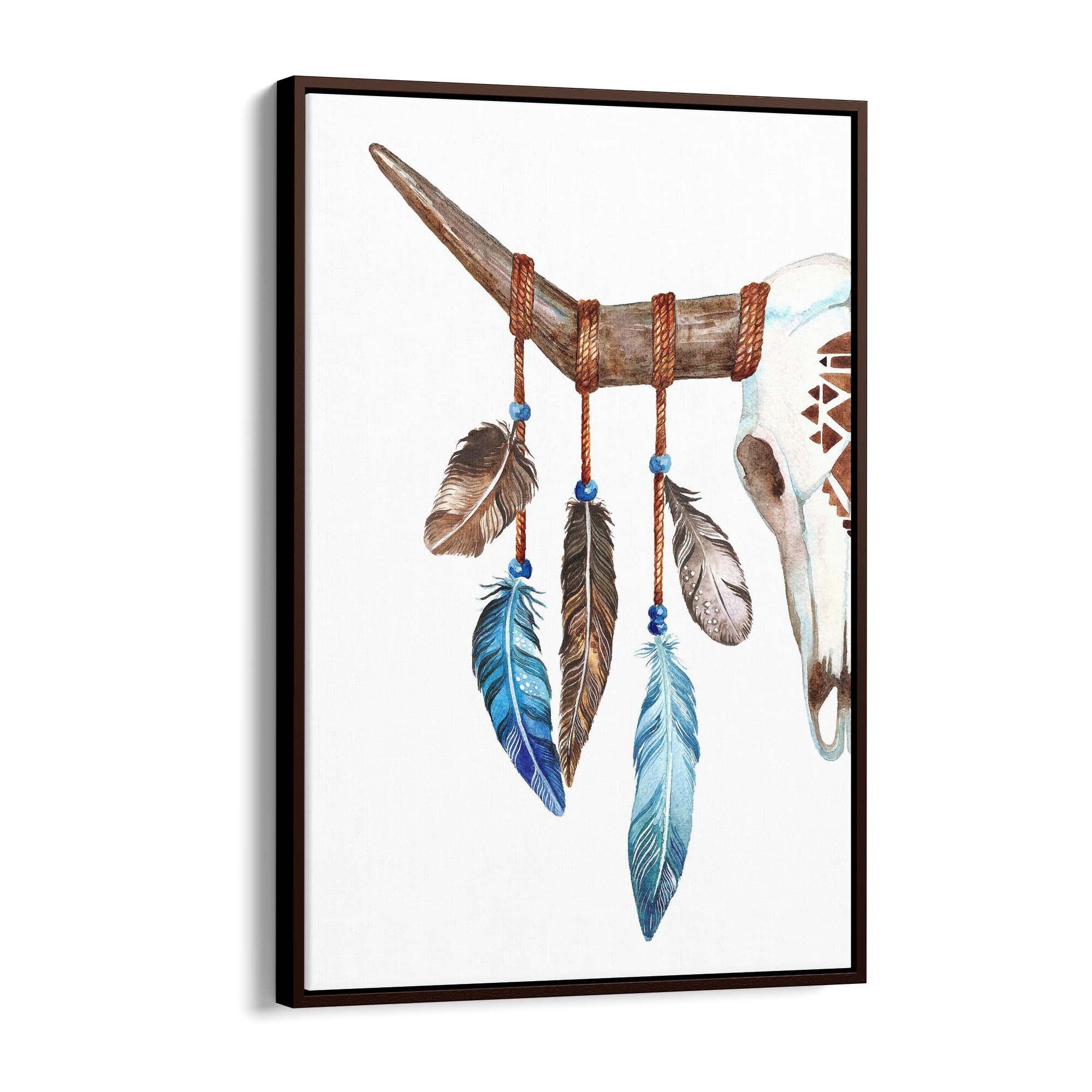 Cow Skull Painting Minimal Boho Vintage Wall Art #3 - The Affordable Art Company