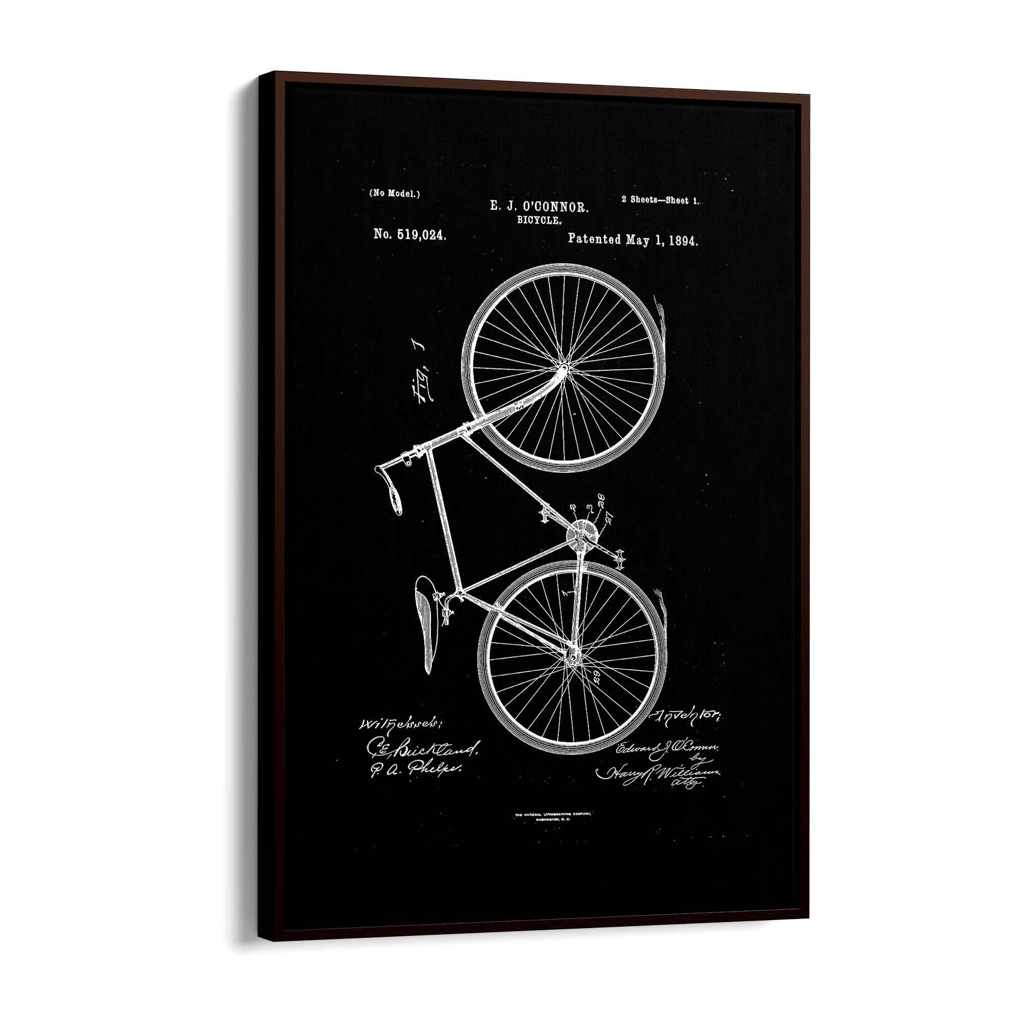 Vintage Bicycle Patent Cycling Cyclist Gift Wall Art #1 - The Affordable Art Company