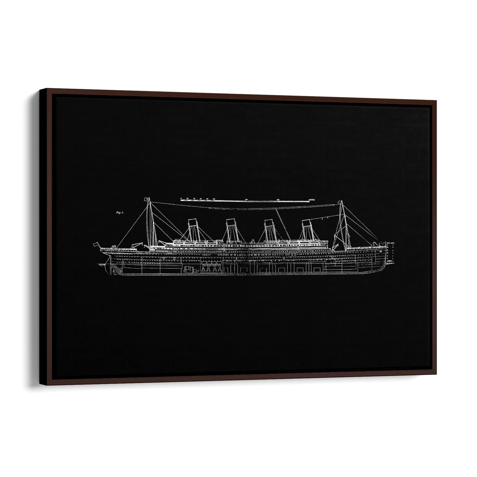 Vintage Titanic Plans Schematic White Wall Art #2 - The Affordable Art Company