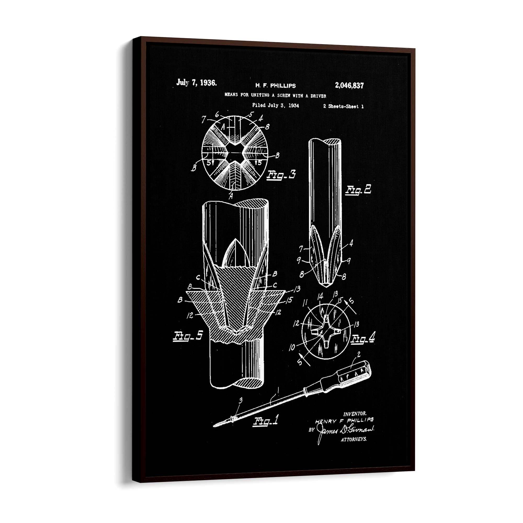 Vintage Phillips Screwdriver Patent Garage Wall Art #1 - The Affordable Art Company