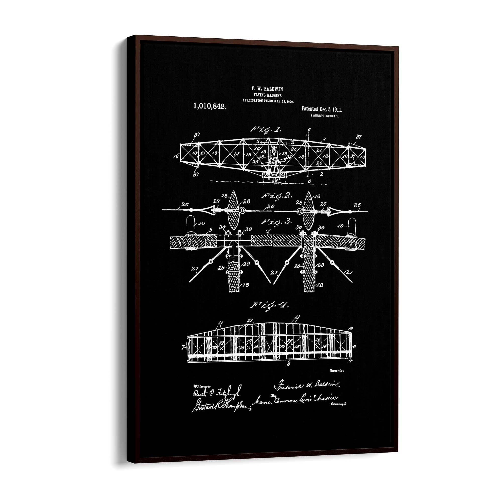 Airplane Patent Vintage Minimal Man Cave Wall Art #1 - The Affordable Art Company