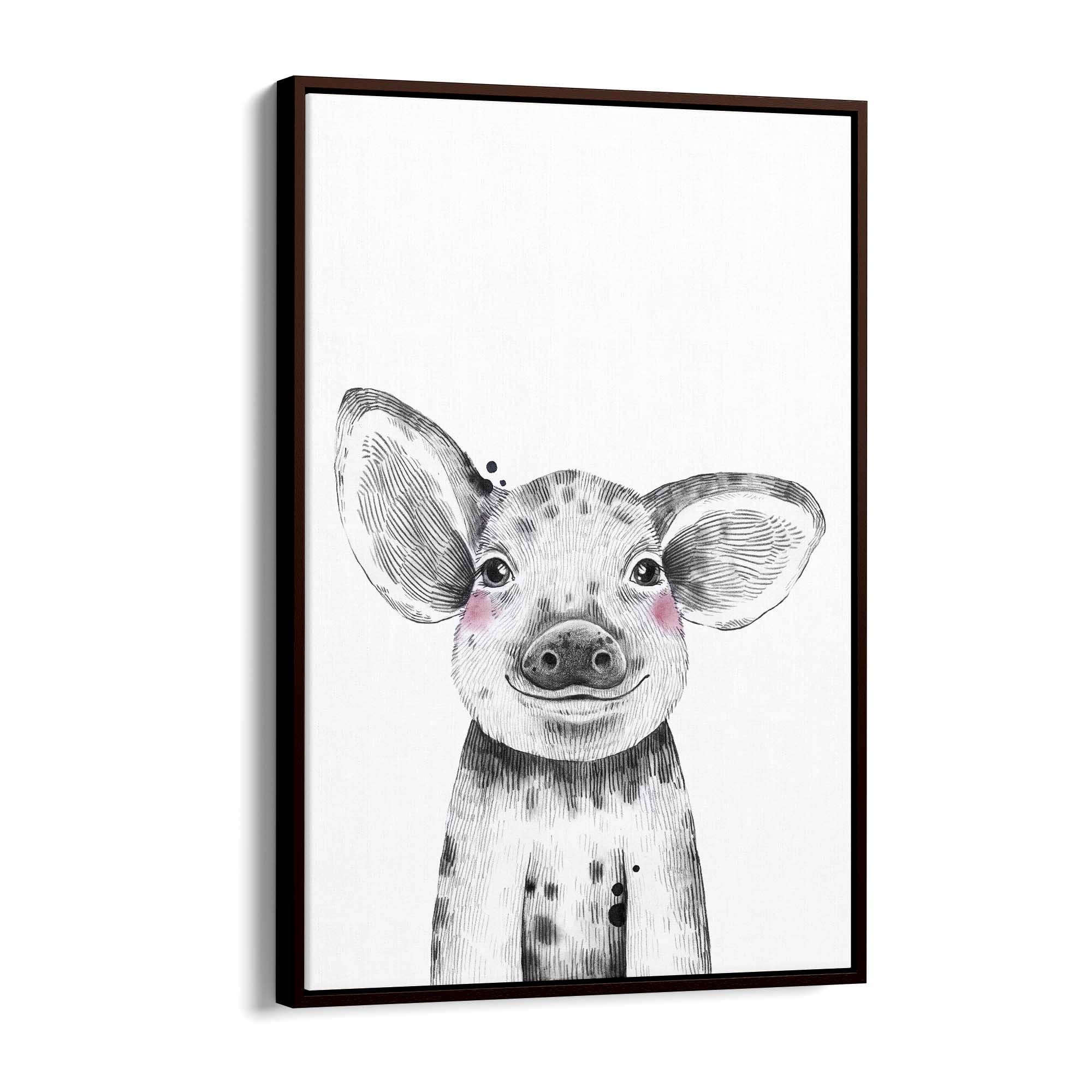 Cute Blushing Baby Pig Piglet Nursery Animal Art - The Affordable Art Company