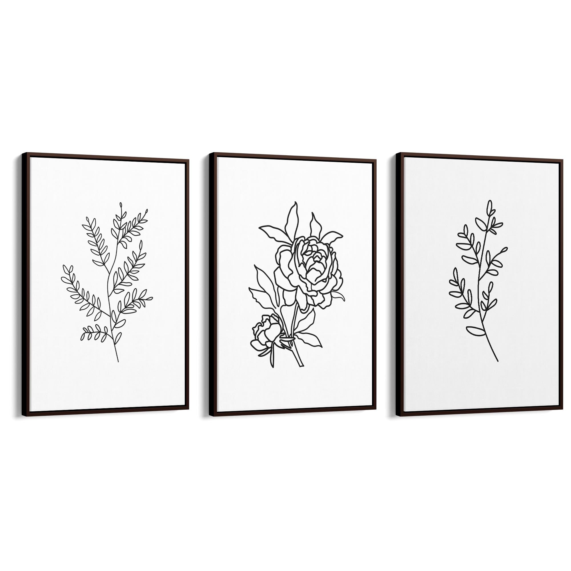 Set of Minimal Flower Line Drawings Wall Art #2 - The Affordable Art Company