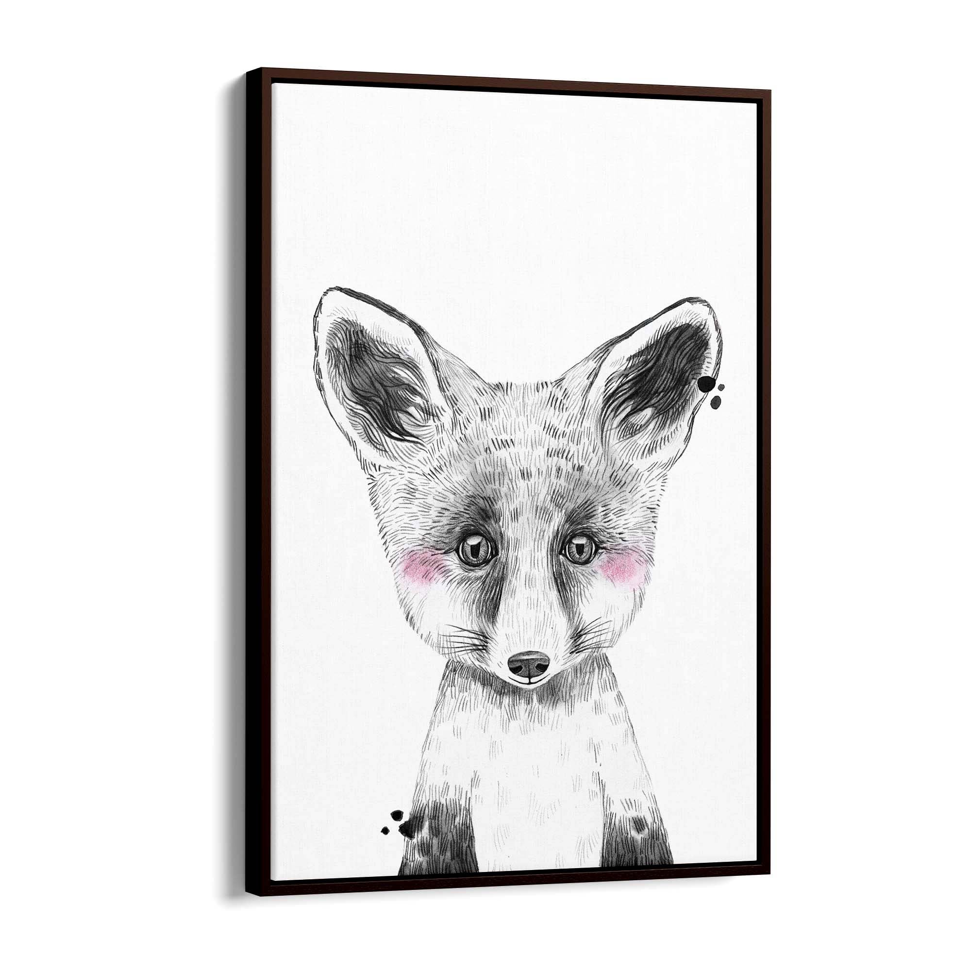 Cute Blushing Baby Fox Nursery Animal Wall Art - The Affordable Art Company