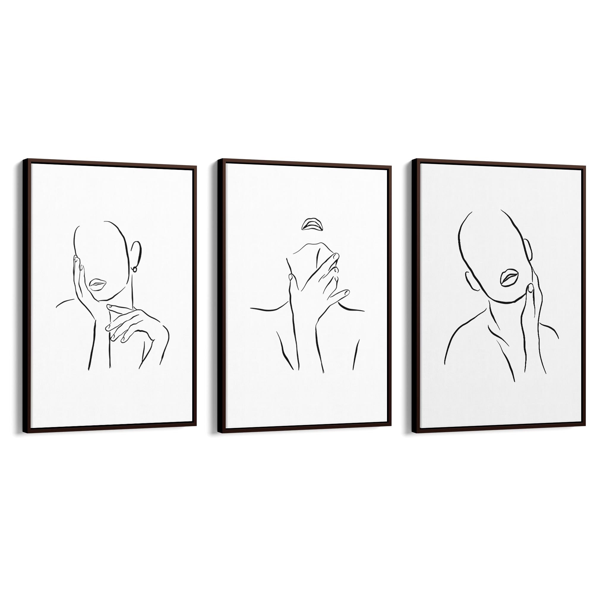 Set of Female Faces Minimal Line Drawings Wall Art - The Affordable Art Company