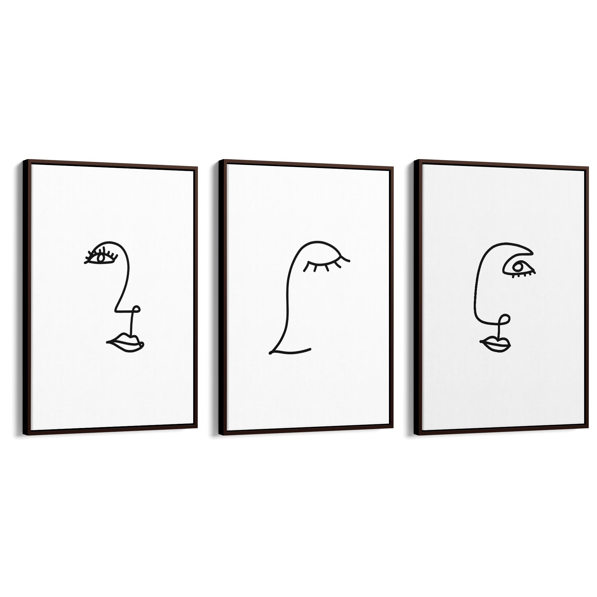 Set of Face Line Drawings Abstract Style Wall Art #2 - The Affordable Art Company