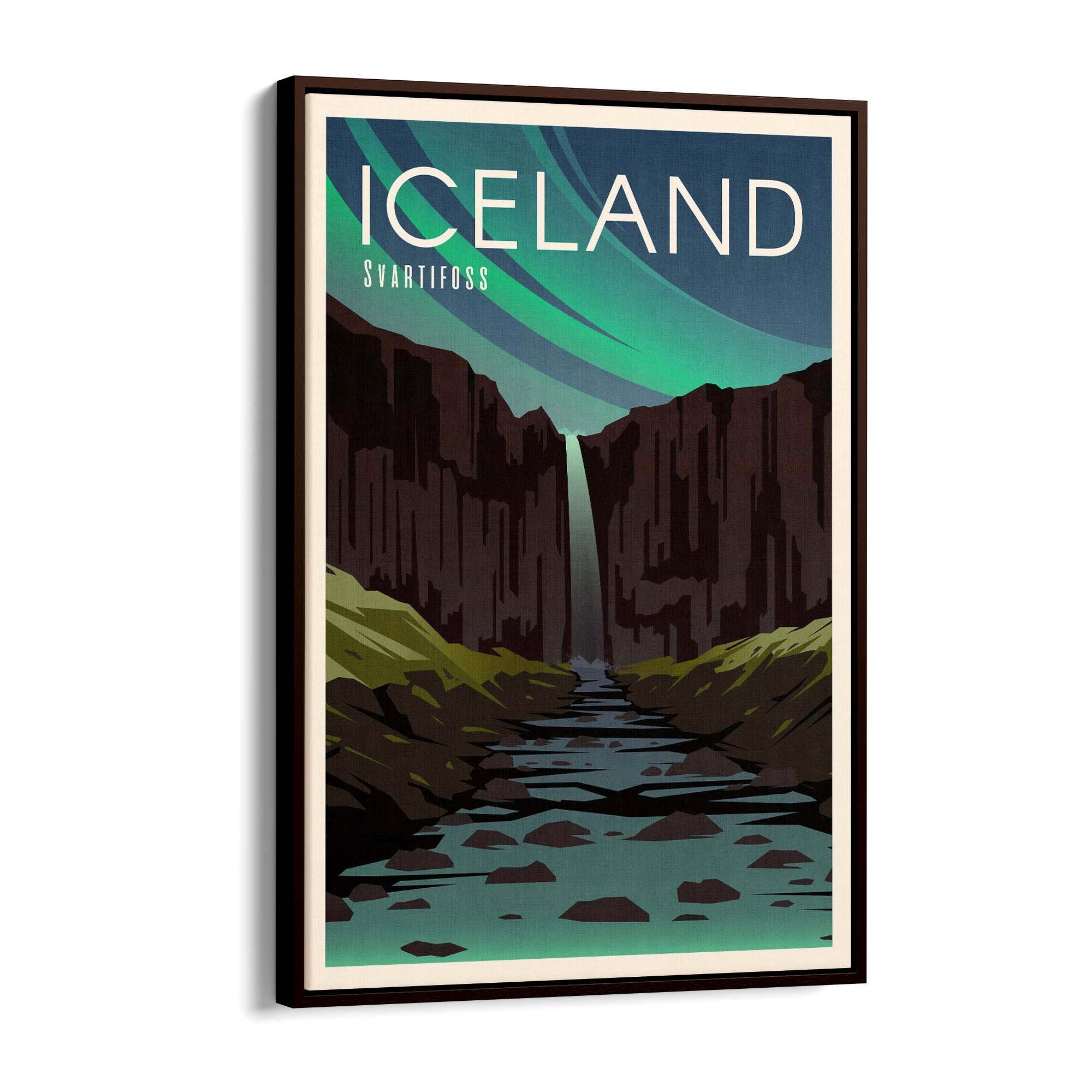 Retro Iceland European Travel Vintage Wall Art - The Affordable Art Company