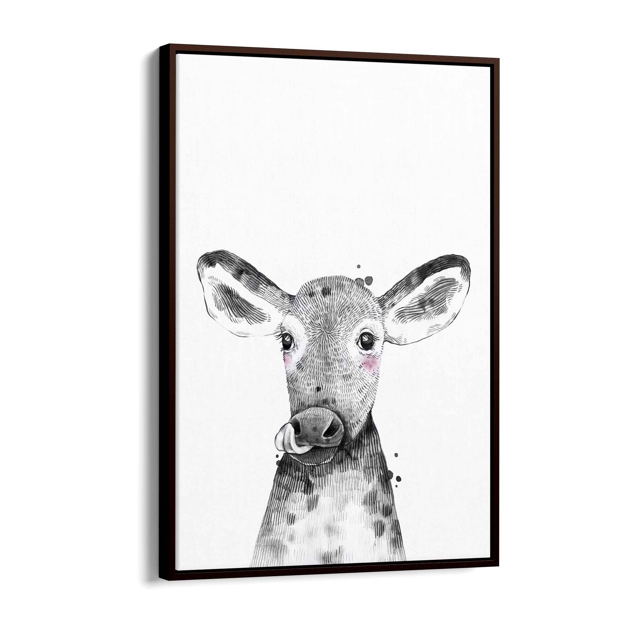 Cute Blushing Baby Cow Nursery Animal Wall Art - The Affordable Art Company