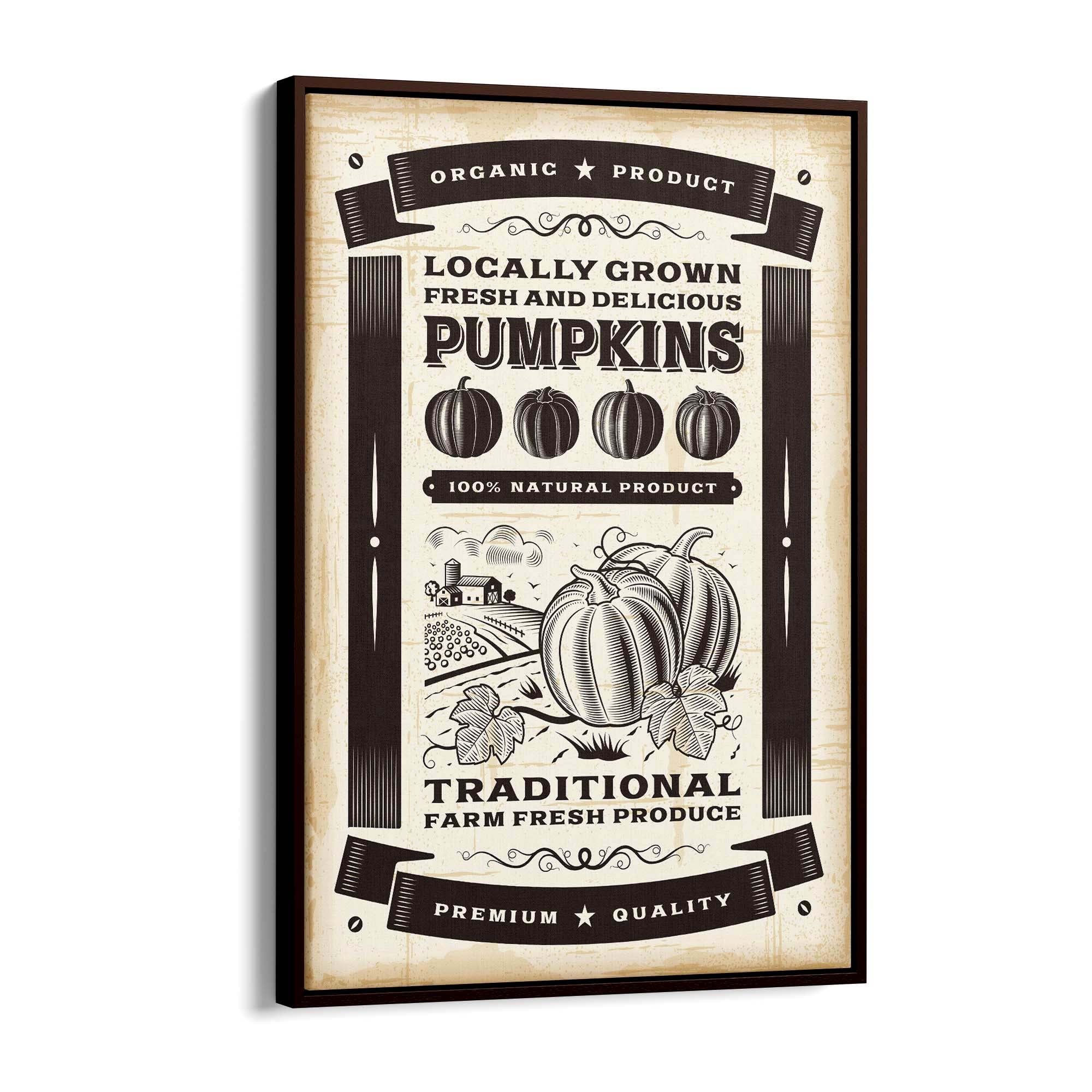 Vintage Pumpkin Farmhouse Cafe Kitchen Wall Art - The Affordable Art Company