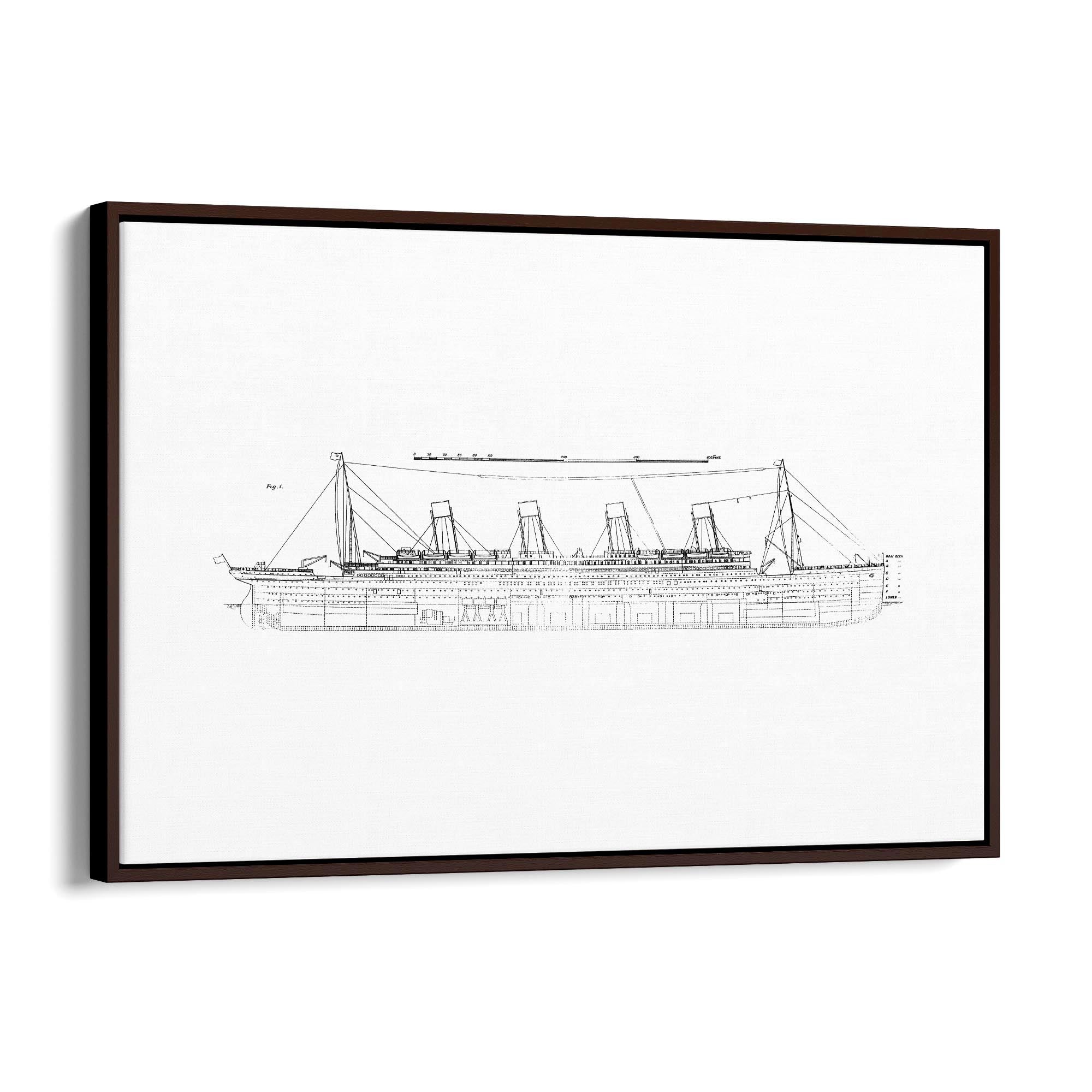 Vintage Titanic Plans Schematic White Wall Art #1 - The Affordable Art Company