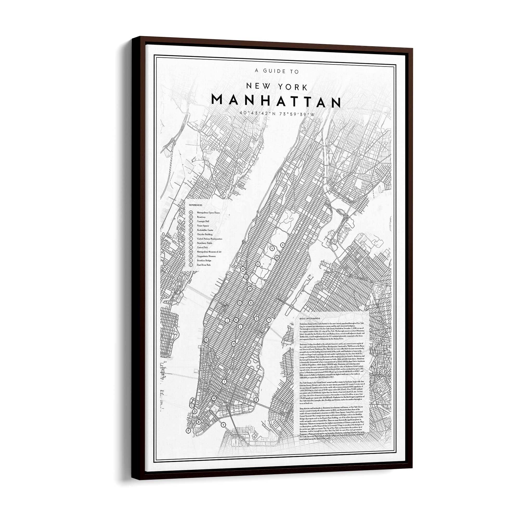 Minimal Manhattan Detailed Map New York Wall Art - The Affordable Art Company