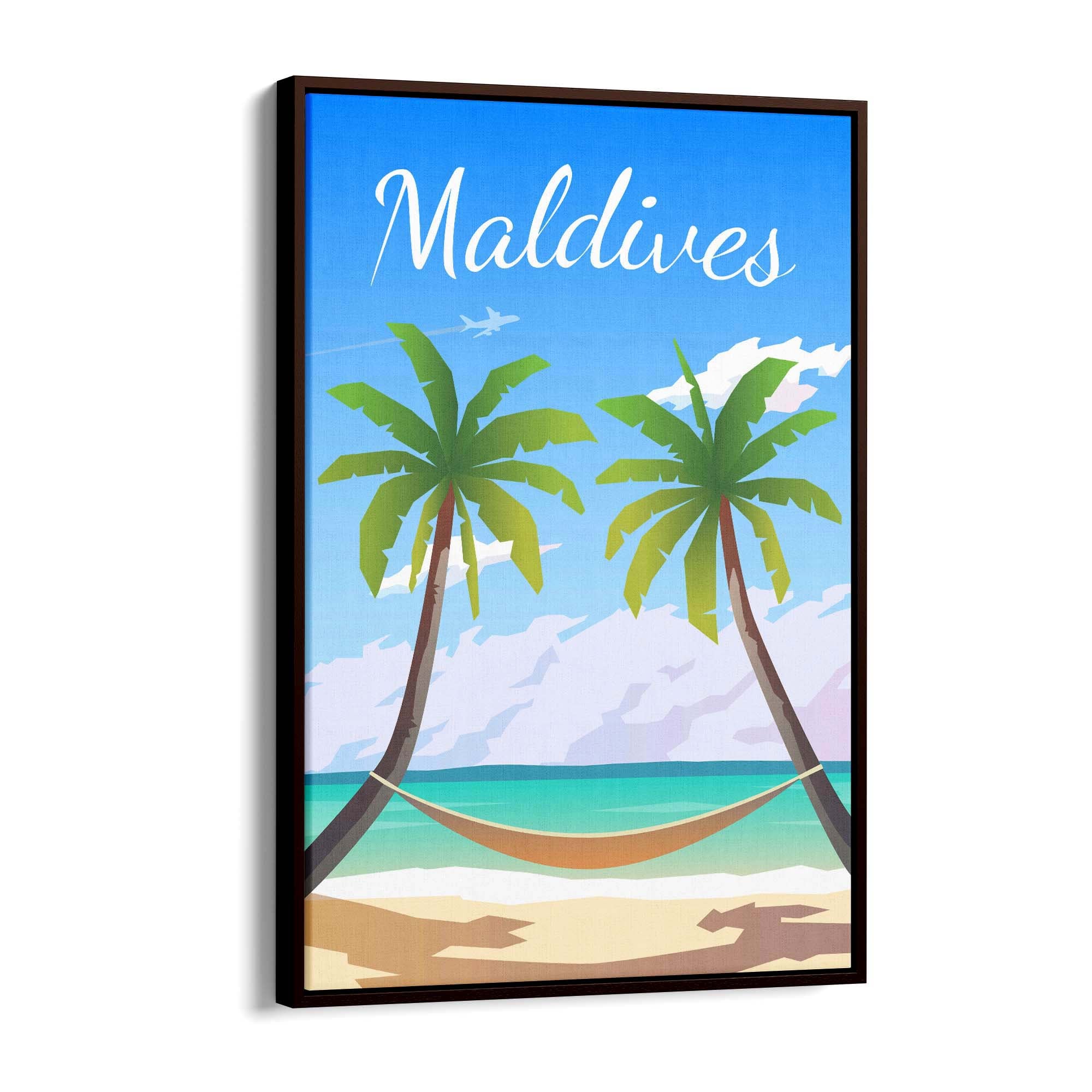 Retro Maldives Tropical Travel Vintage Wall Art - The Affordable Art Company