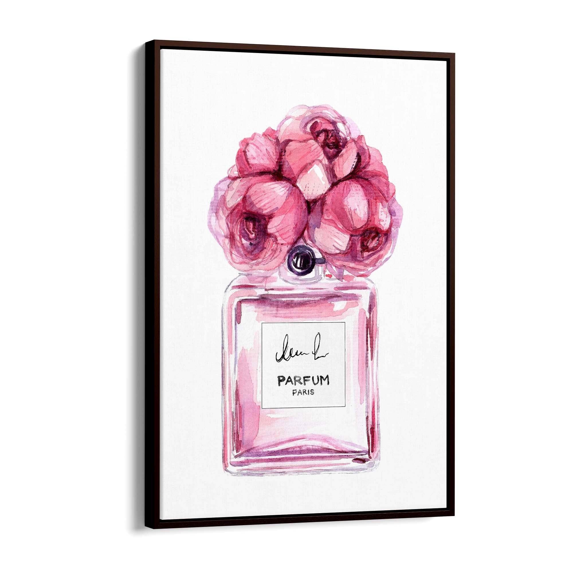 Pink Floral Perfume Bottle Fashion Flowers Wall Art #7 - The Affordable Art Company