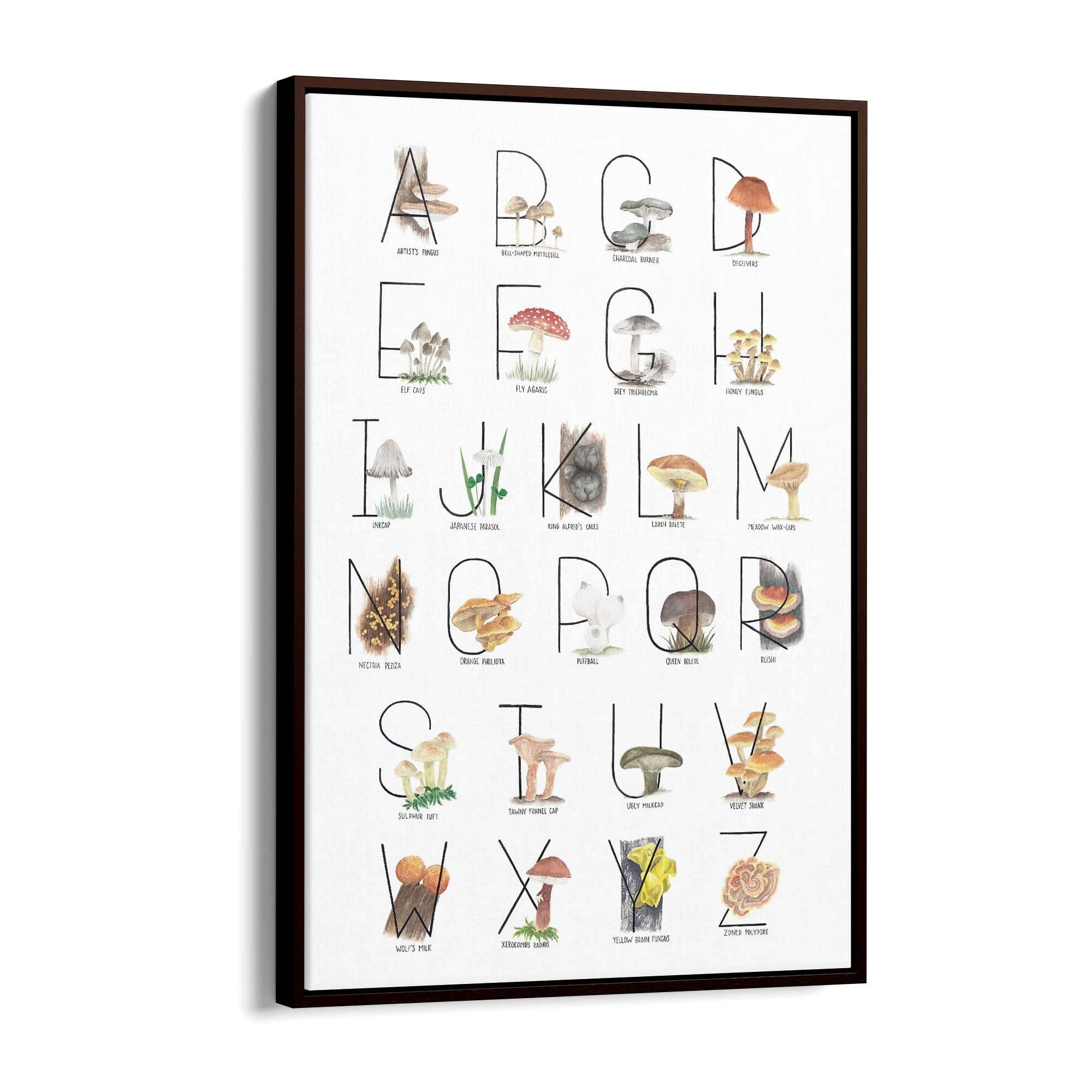 Mushroom Alphabet Kitchen Cafe Vegetarian Wall Art - The Affordable Art Company