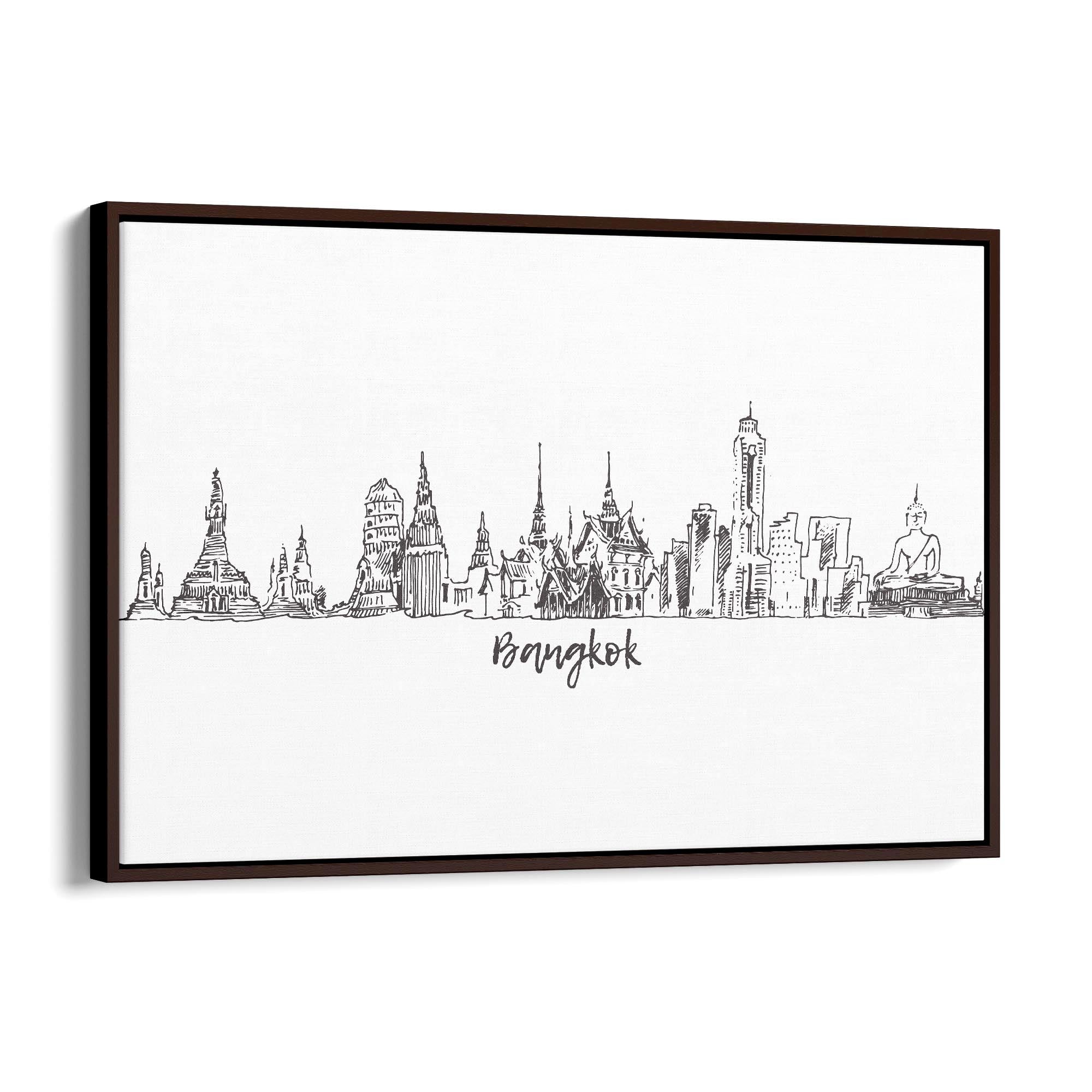 Bangkok Thailand Drawing Minimal Travel Wall Art - The Affordable Art Company
