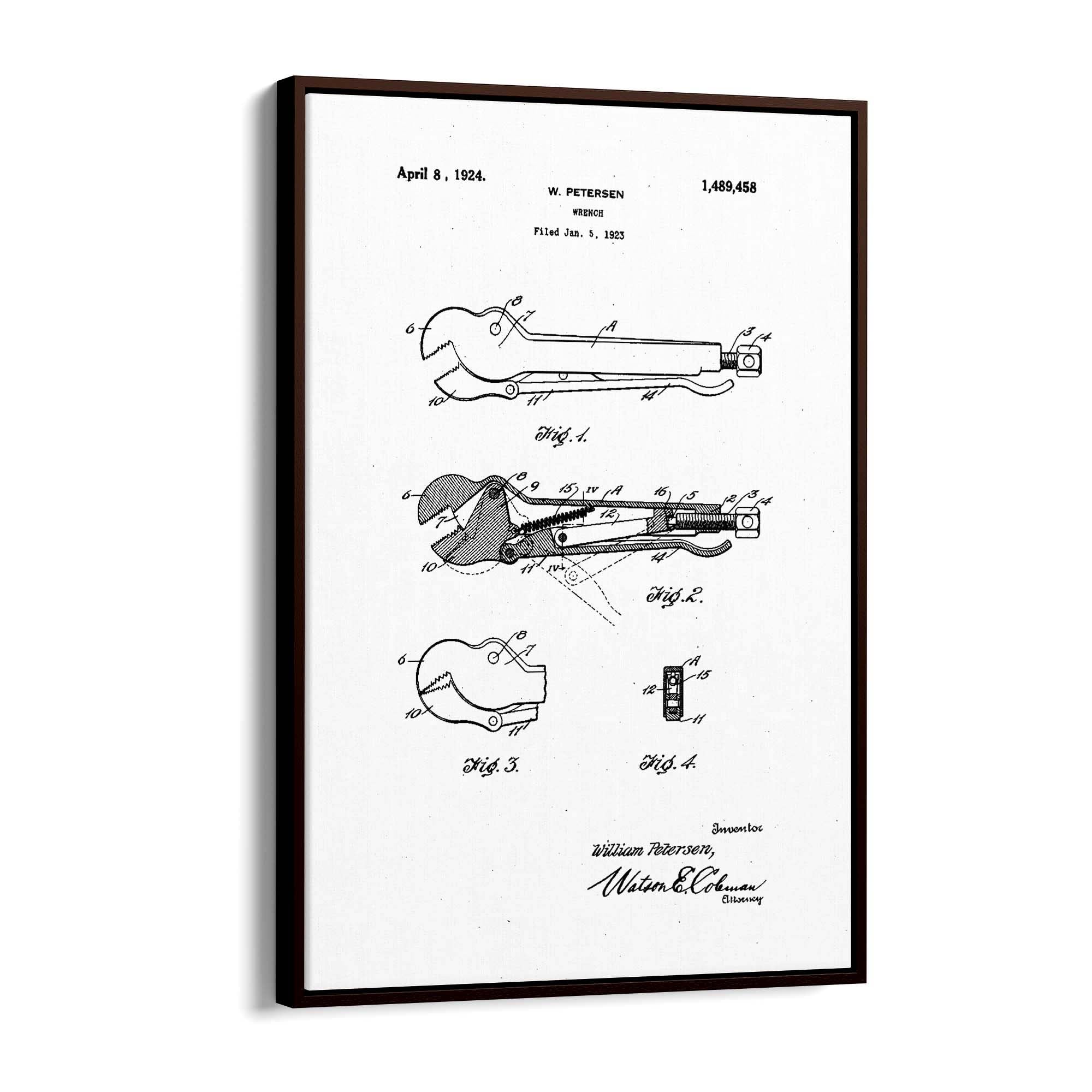 Vintage Wrench Tool Patent Wall Art #2 - The Affordable Art Company