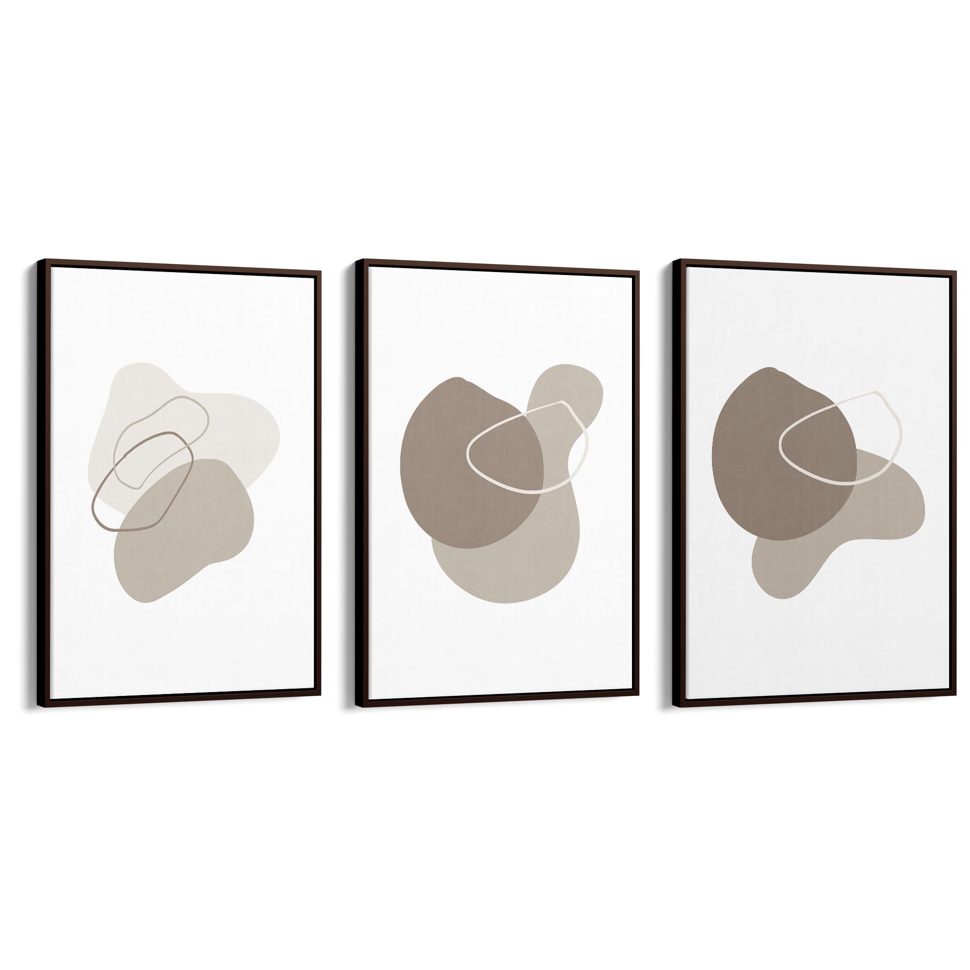 Set of Minimal Grey Line Shape Abstract Wall Art #1 - The Affordable Art Company