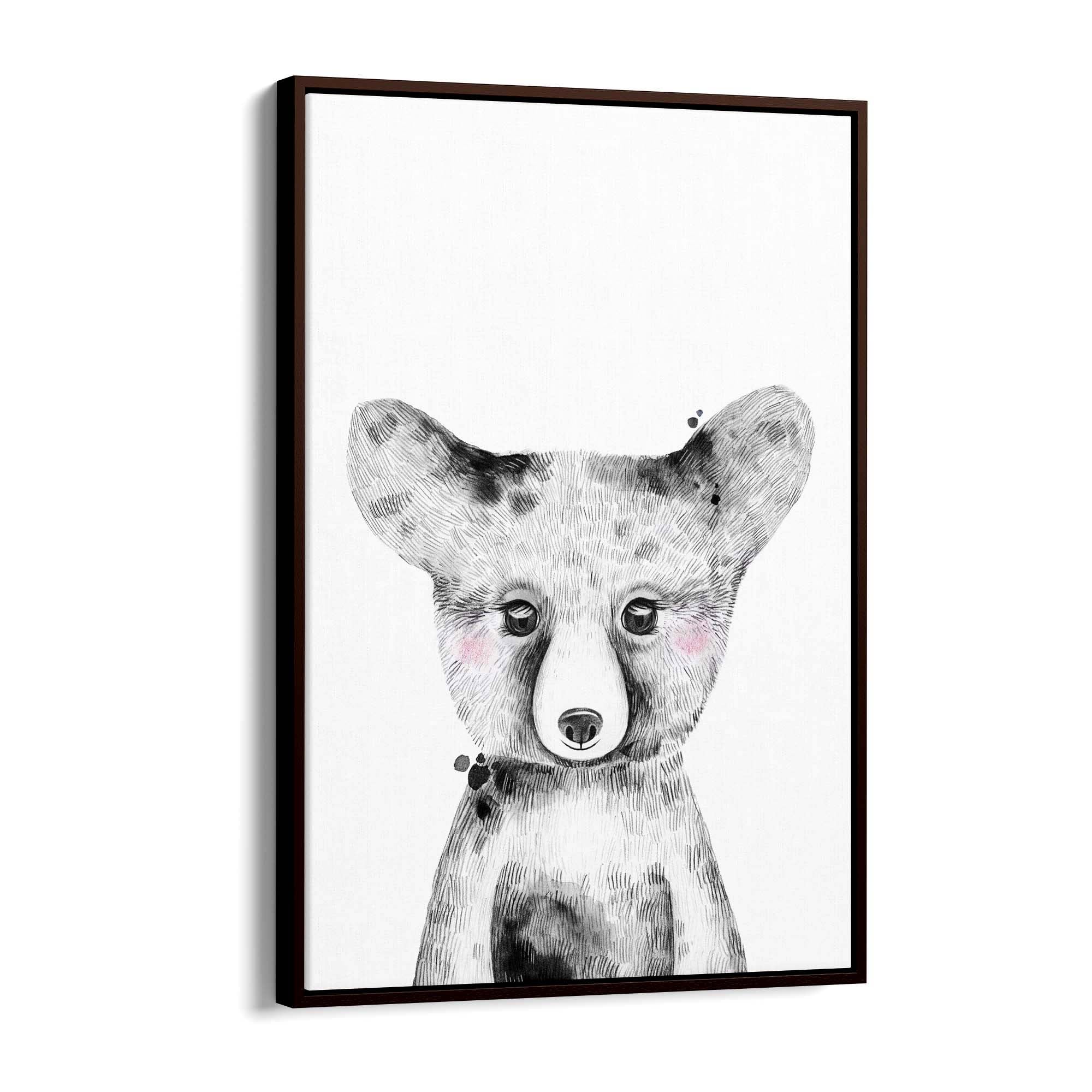 Cute Blushing Baby Bear Nursery Animal Wall Art - The Affordable Art Company