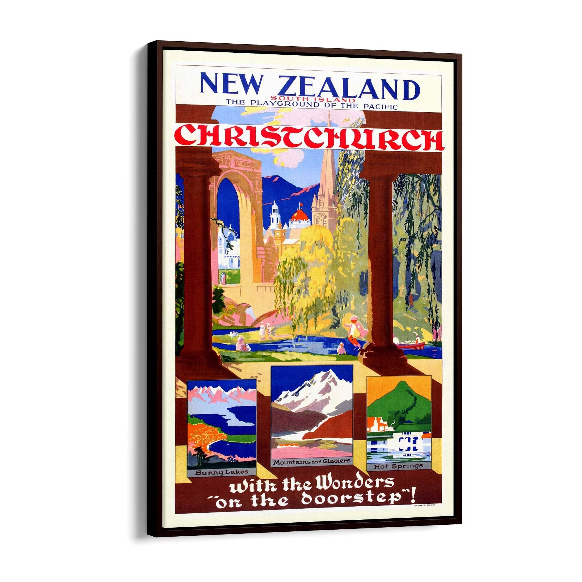 Christchurch, New Zealand Vintage Travel Wall Art - The Affordable Art Company