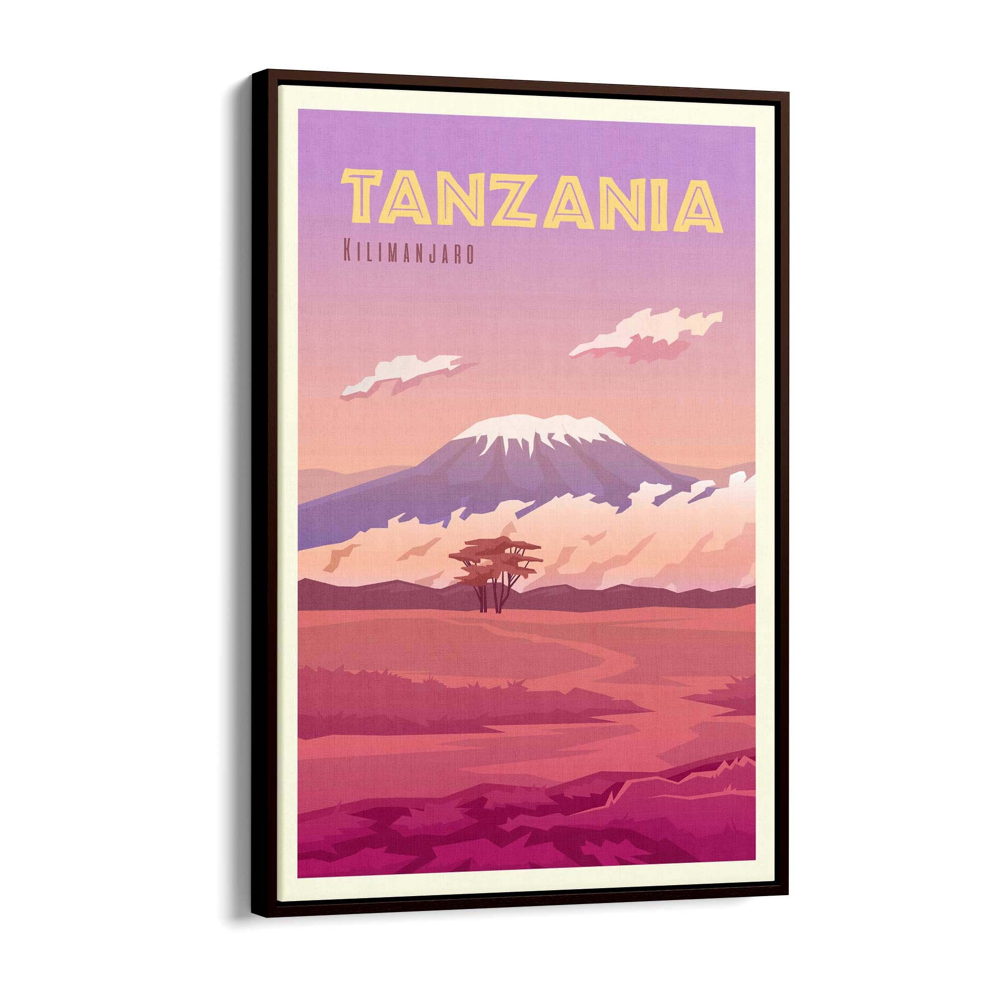 Retro Kilimanjaro, Tanzania Travel Vintage Wall Art - The Affordable Art Company