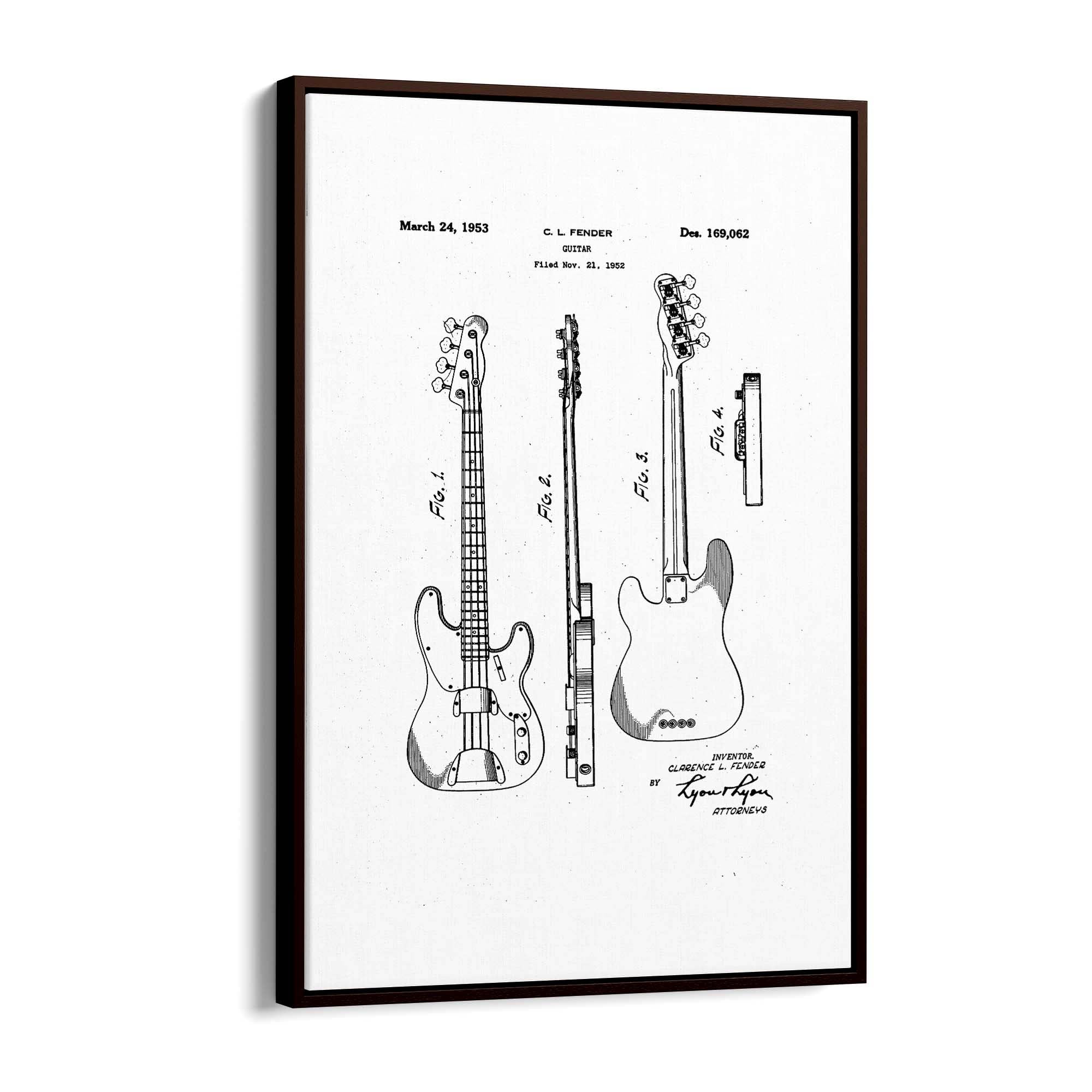 Fender Guitar White Patent Music Gift Wall Art - The Affordable Art Company