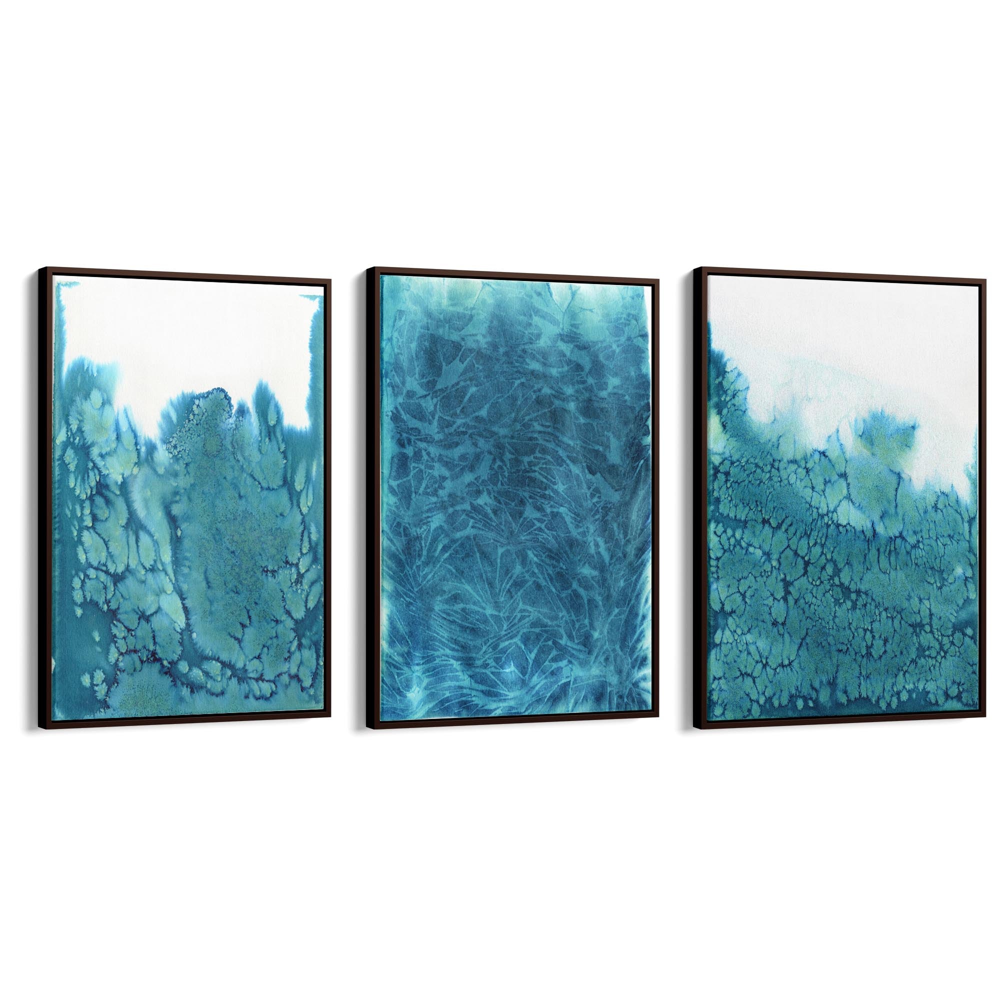 Set of Blue Ink Abstract Painting Faded Wall Art #4 - The Affordable Art Company