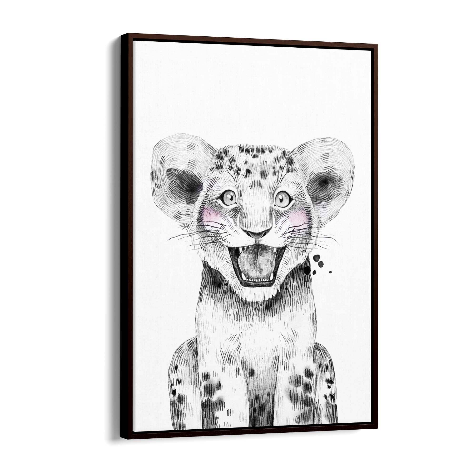 Cute Blushing Baby Lion Nursery Animal Wall Art - The Affordable Art Company