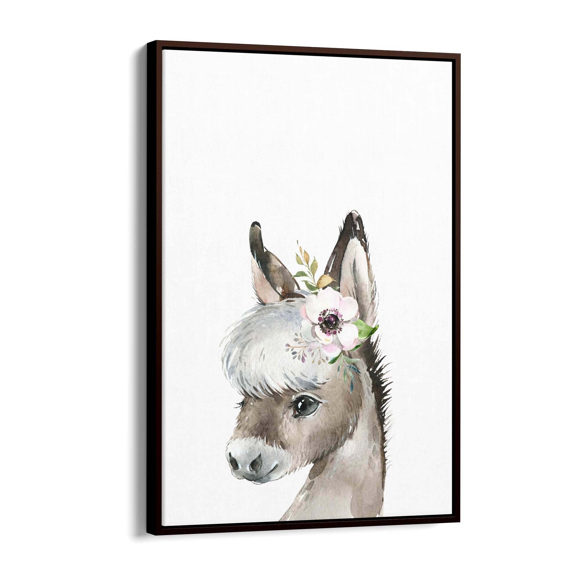 Cute Baby Donkey Nursery Animal Gift Wall Art - The Affordable Art Company