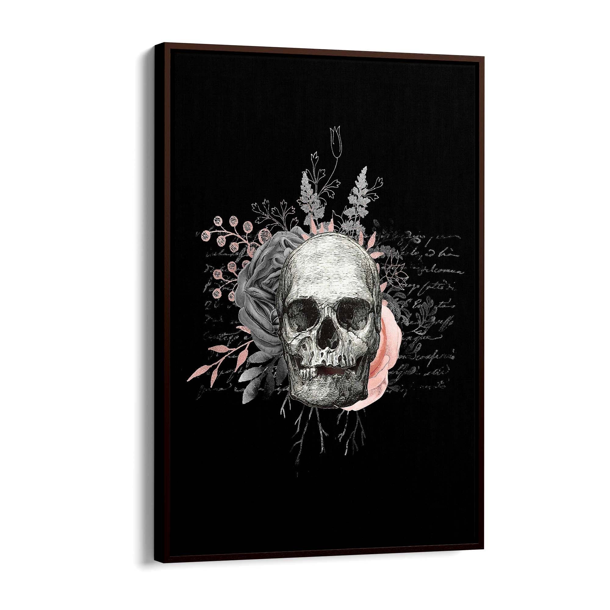 Pink Floral Skull Fashion Girls Bedroom Wall Art #2 - The Affordable Art Company