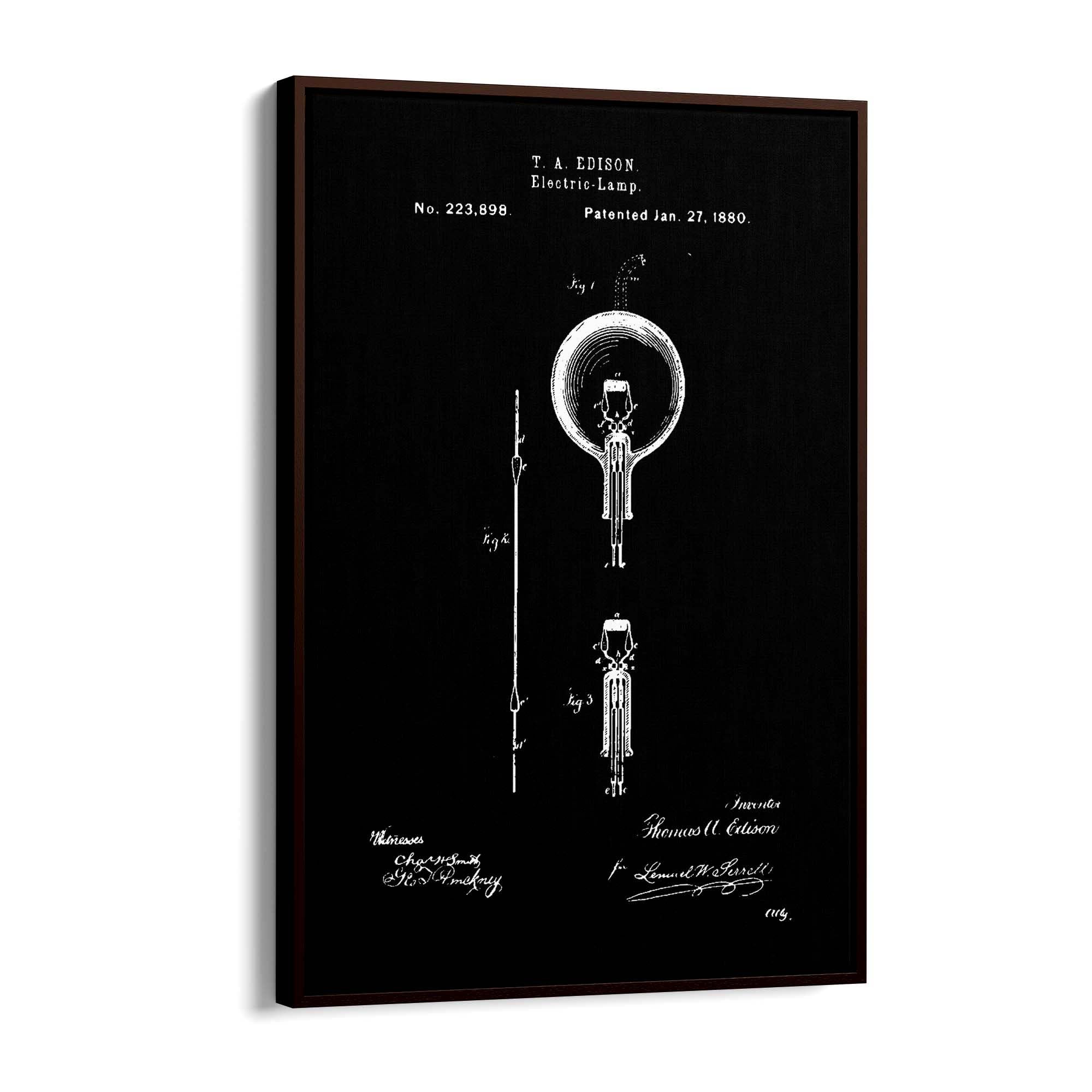 Vintage Edison Light Bulb Patent Wall Art #1 - The Affordable Art Company