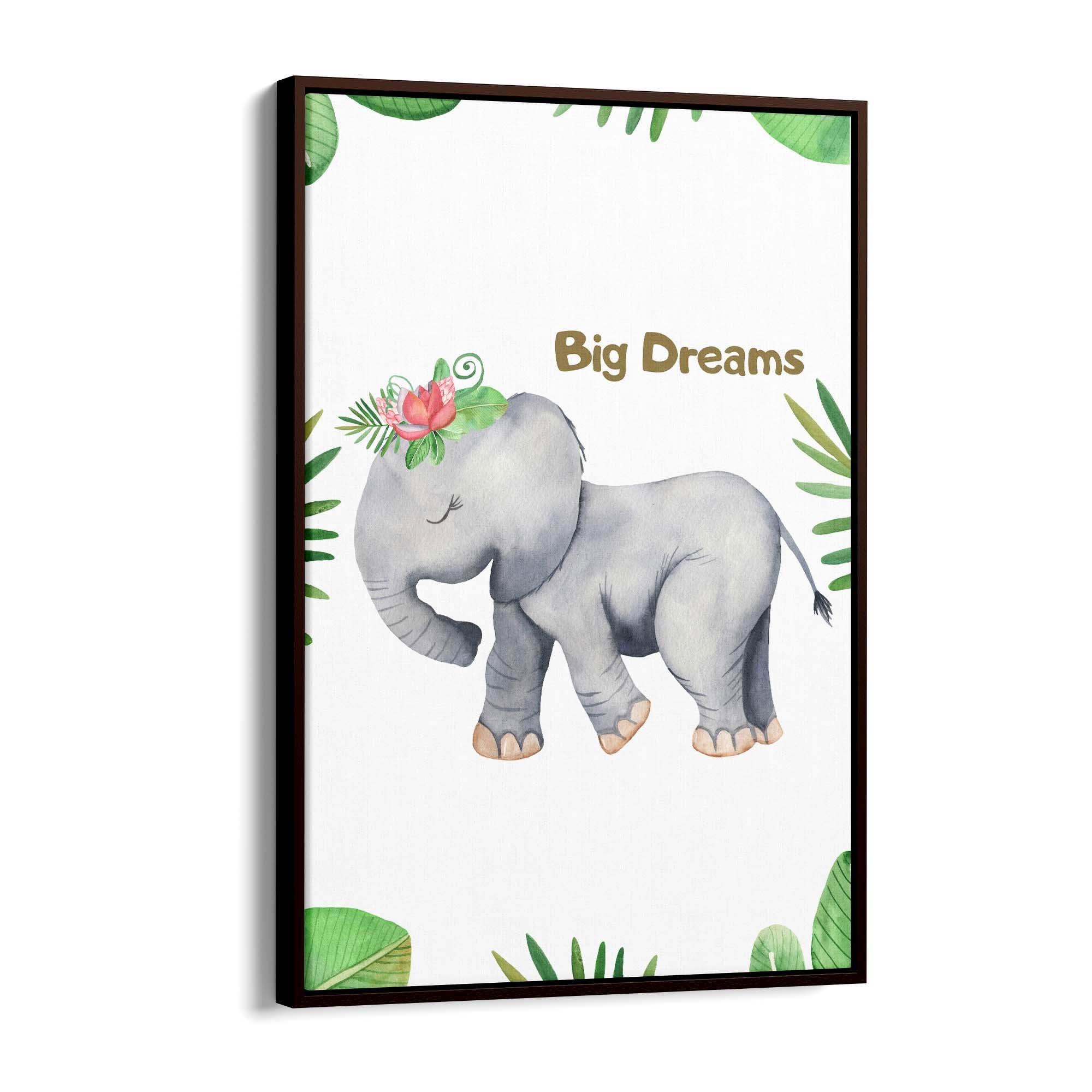 Elephant "Big Dreams" Nursery Quote Animal Art - The Affordable Art Company