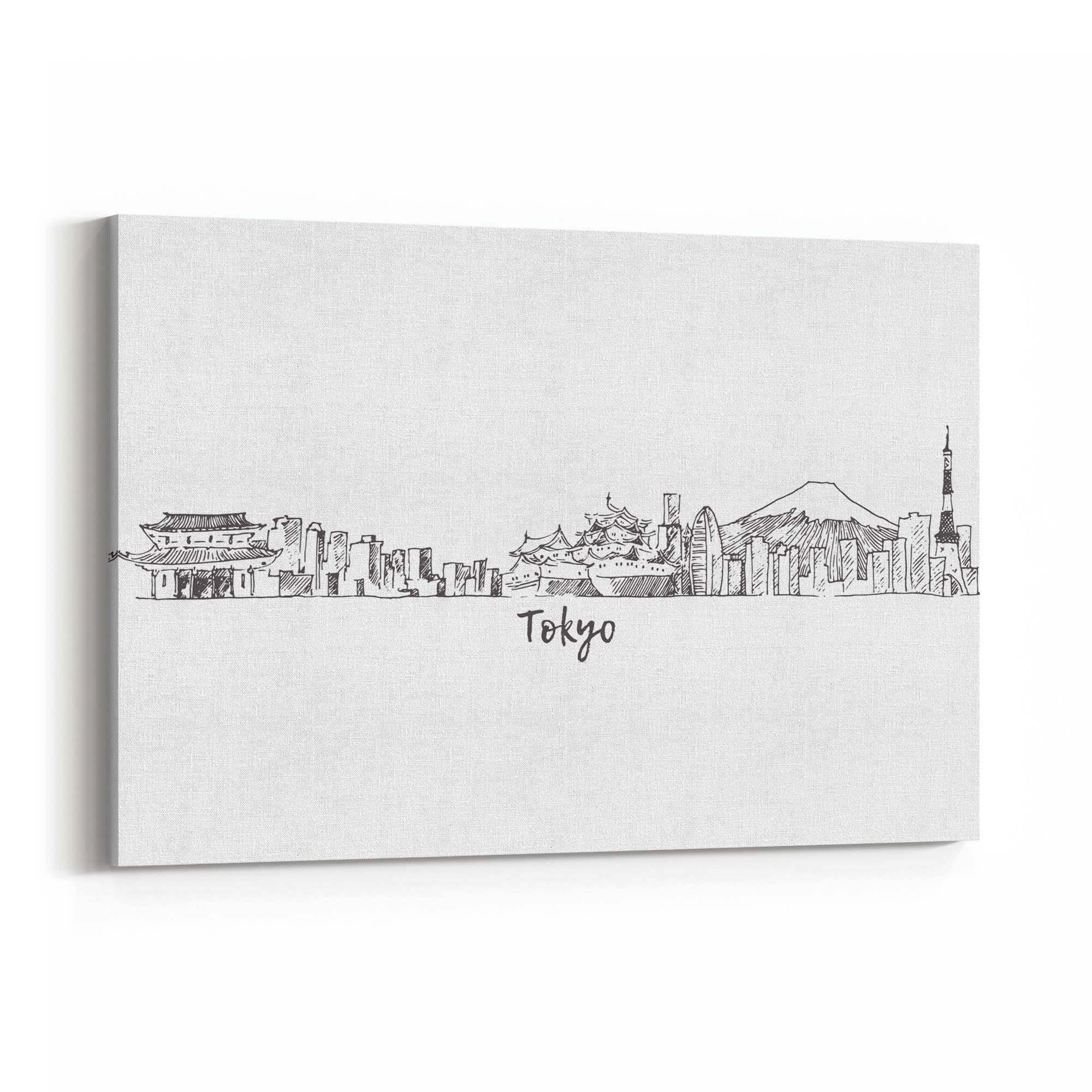 Tokyo Japan Cityscape Drawing Travel Wall Art #2 - The Affordable Art Company