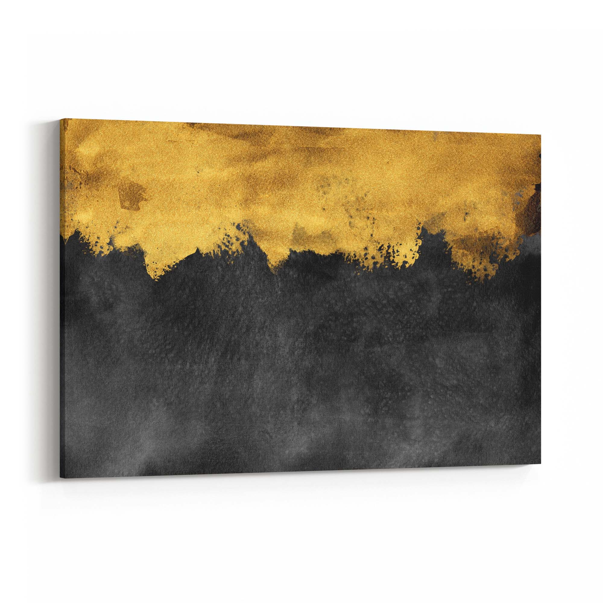 Black and Gold Abstract Painting Minimal Wall Art #3 - The Affordable Art Company