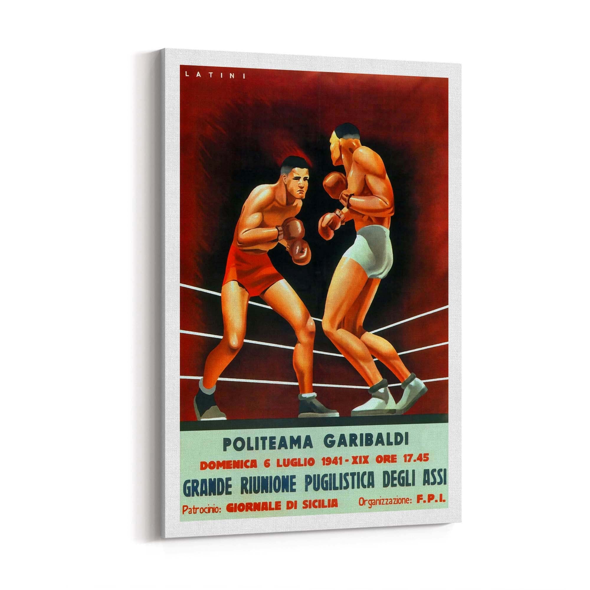 Politeama Garibaldi Boxing Vintage Sports Advert Wall Art - The Affordable Art Company