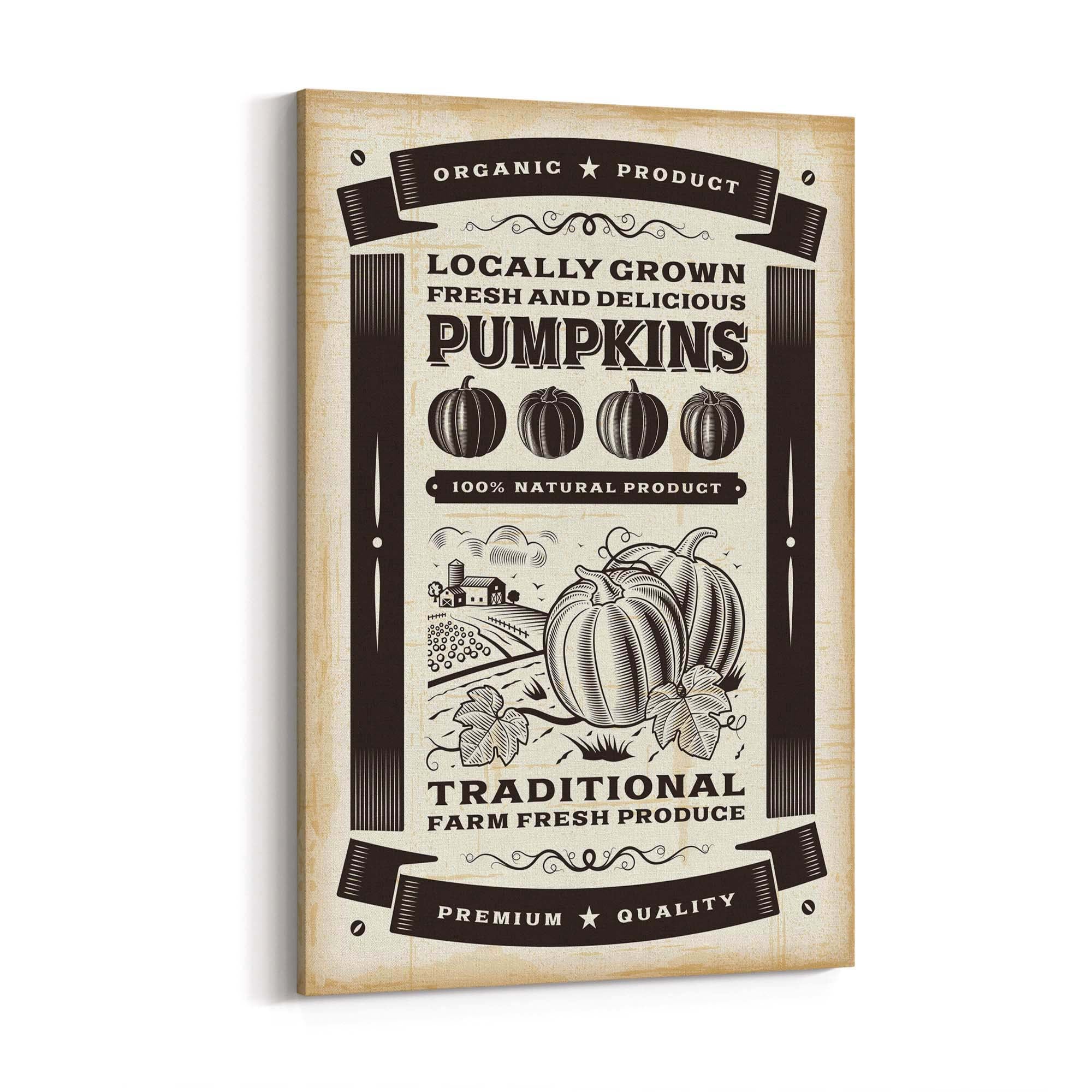 Vintage Pumpkin Farmhouse Cafe Kitchen Wall Art - The Affordable Art Company