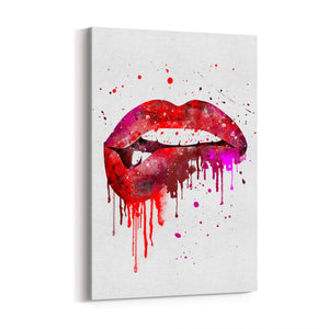 Melting Red Lips Fashion Bedroom Makeup Wall Art - The Affordable Art Company