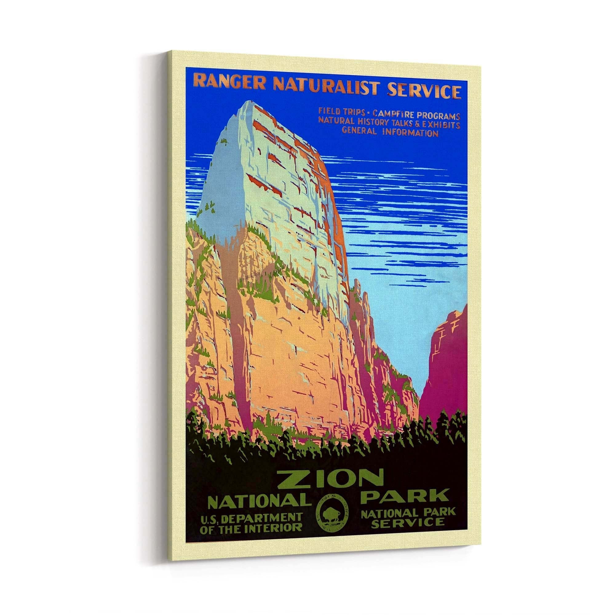 Zion National Park, USA Vintage Travel Wall Art - The Affordable Art Company