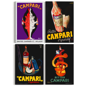 Set of 4 Vintage Italian Campari Drink Advertisements Wall Art - The Affordable Art Company