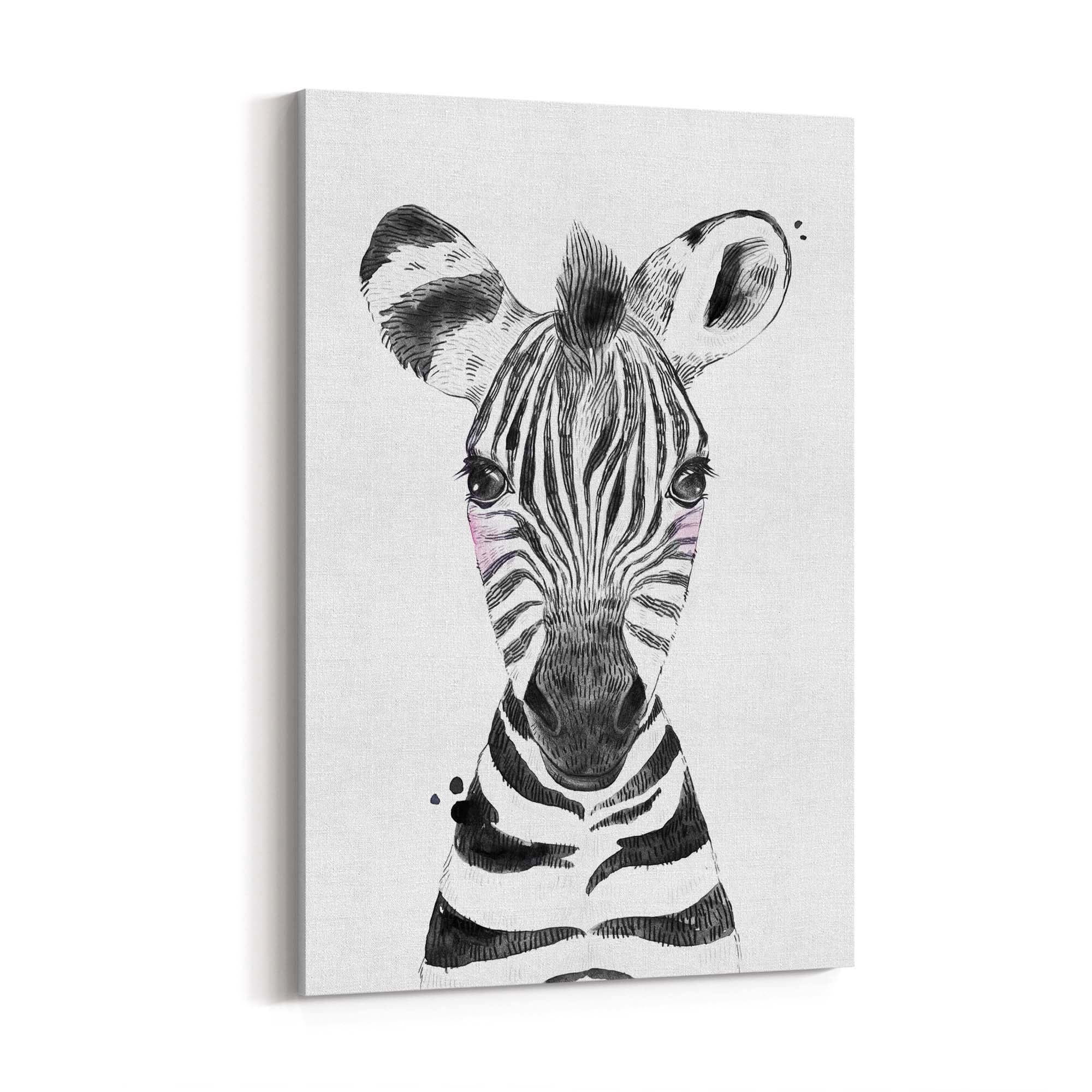 Cute Blushing Baby Zebra Nursery Animal Wall Art - The Affordable Art Company