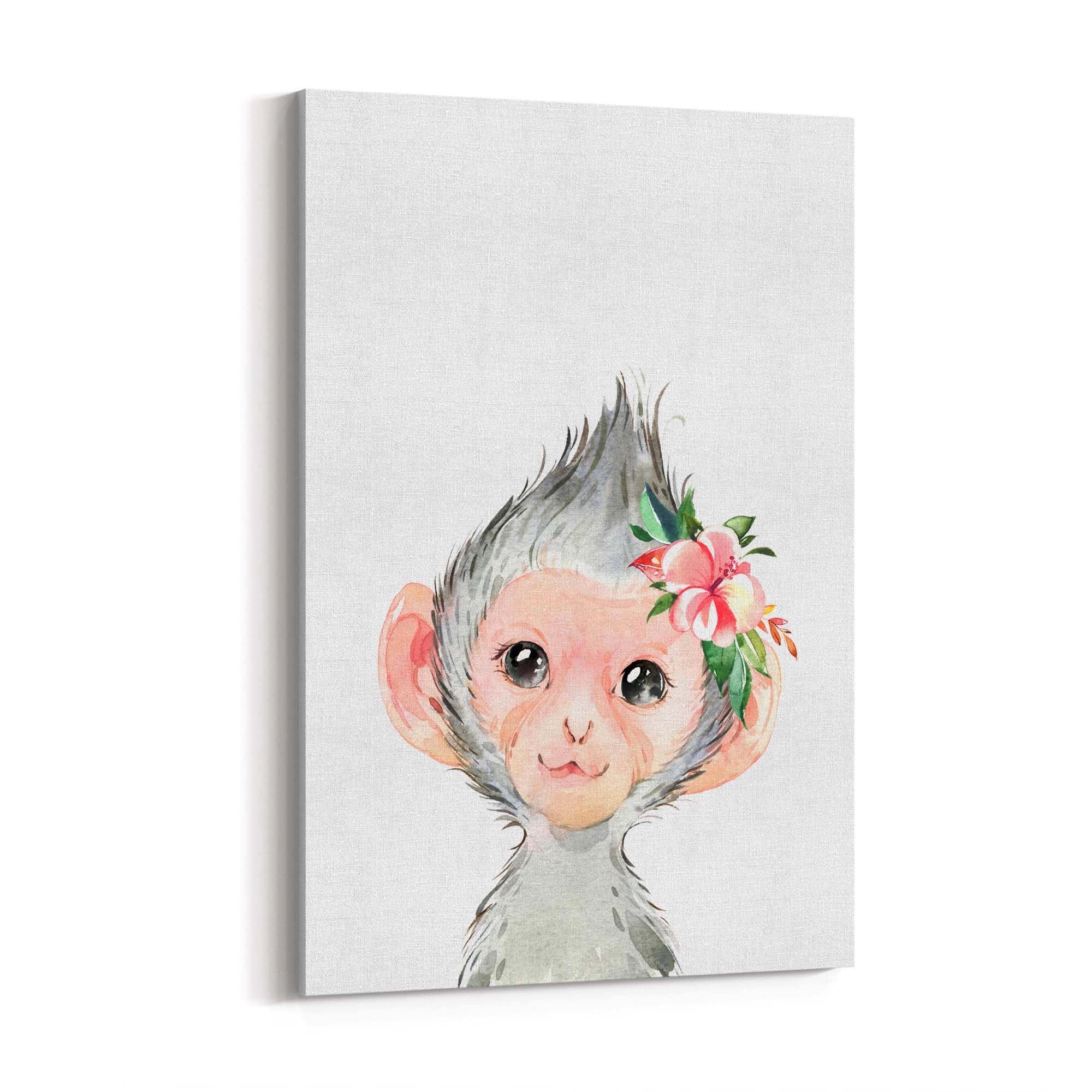 Cute Baby Monkey Nursery Animal Gift Wall Art - The Affordable Art Company