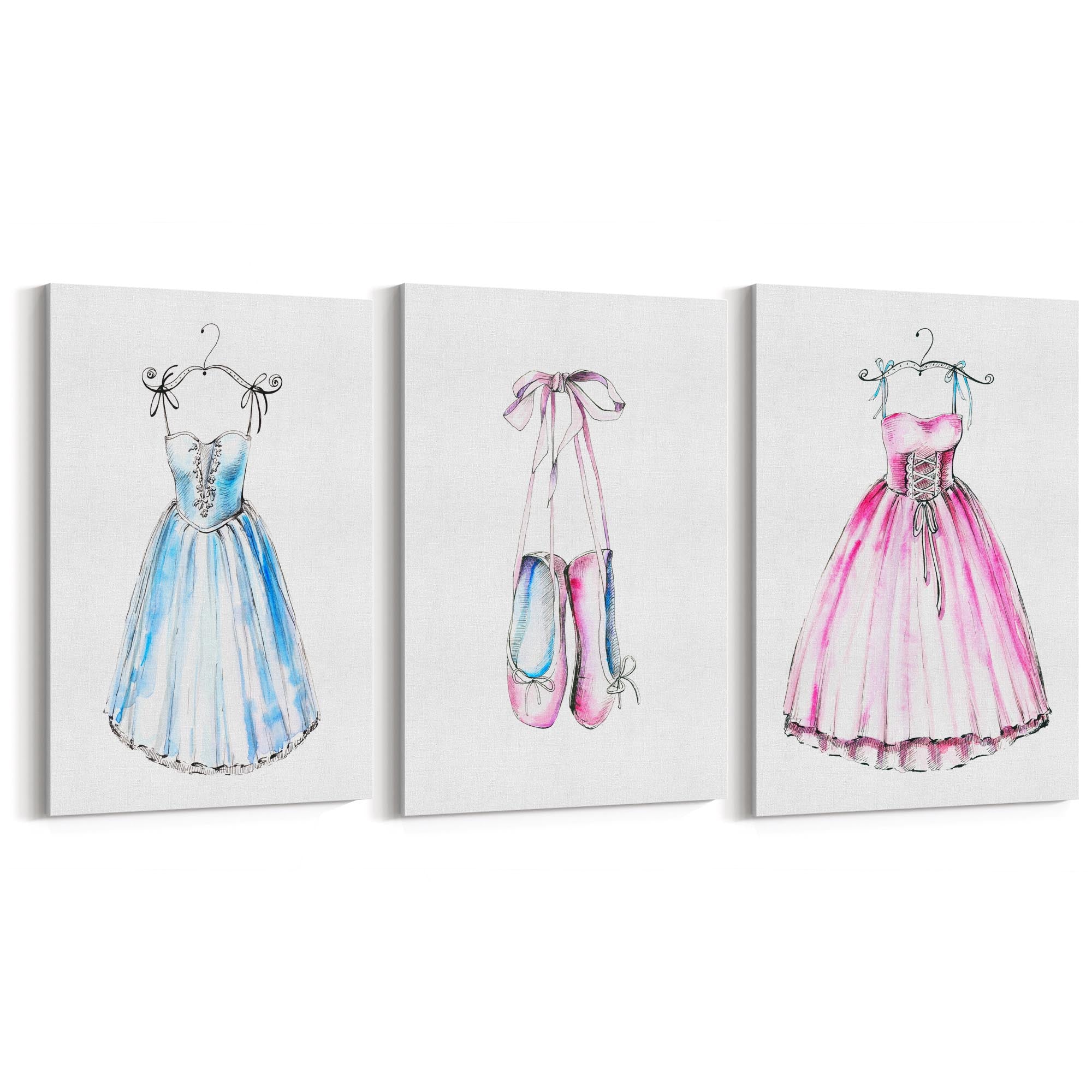 Set of Cute Ballerina Girls Bedroom Ballet Wall Art - The Affordable Art Company