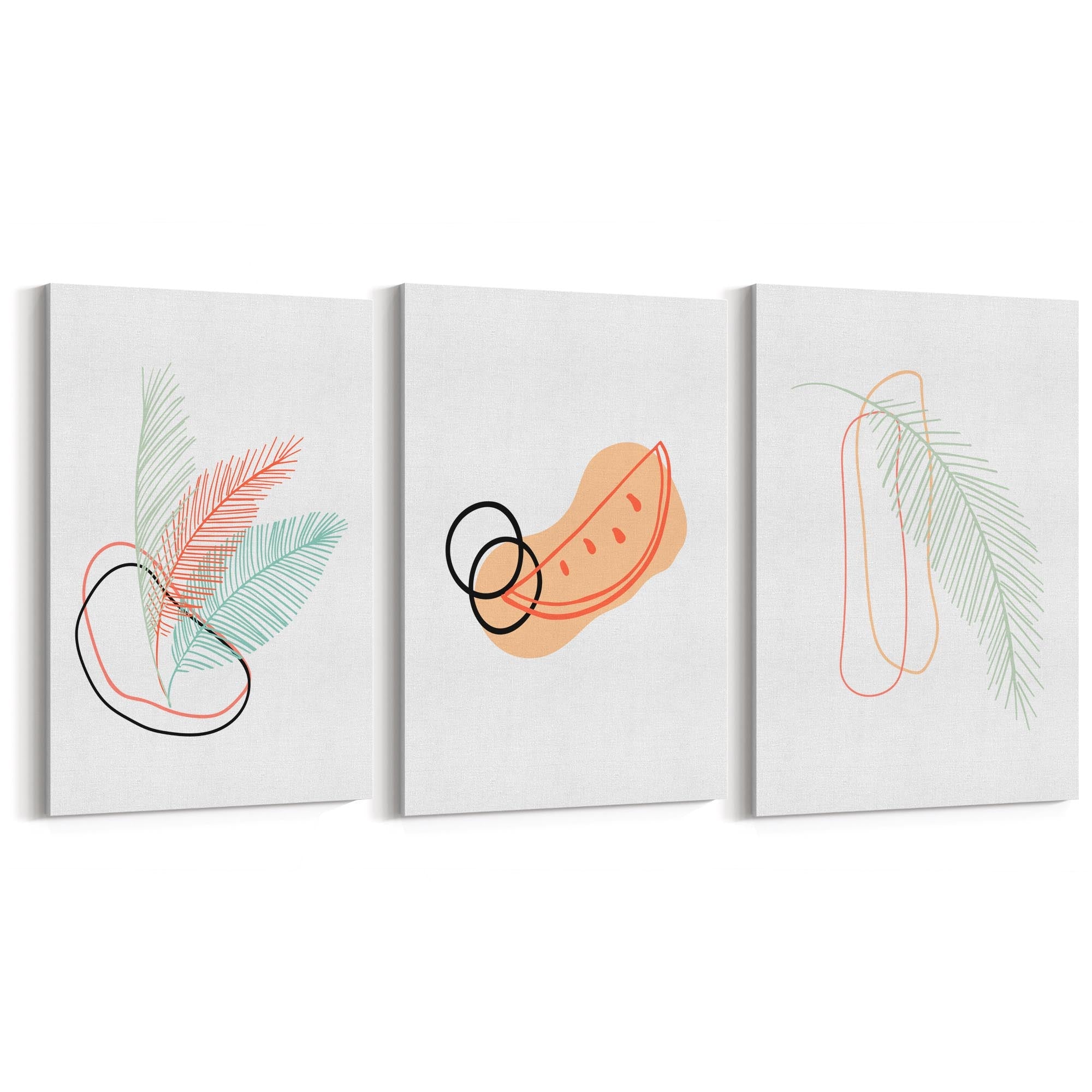 Set of Abstract Feather Kitchen Minimal Wall Art - The Affordable Art Company