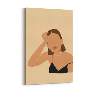 Abstract Brunette Girl Fashion Bedroom Wall Art - The Affordable Art Company