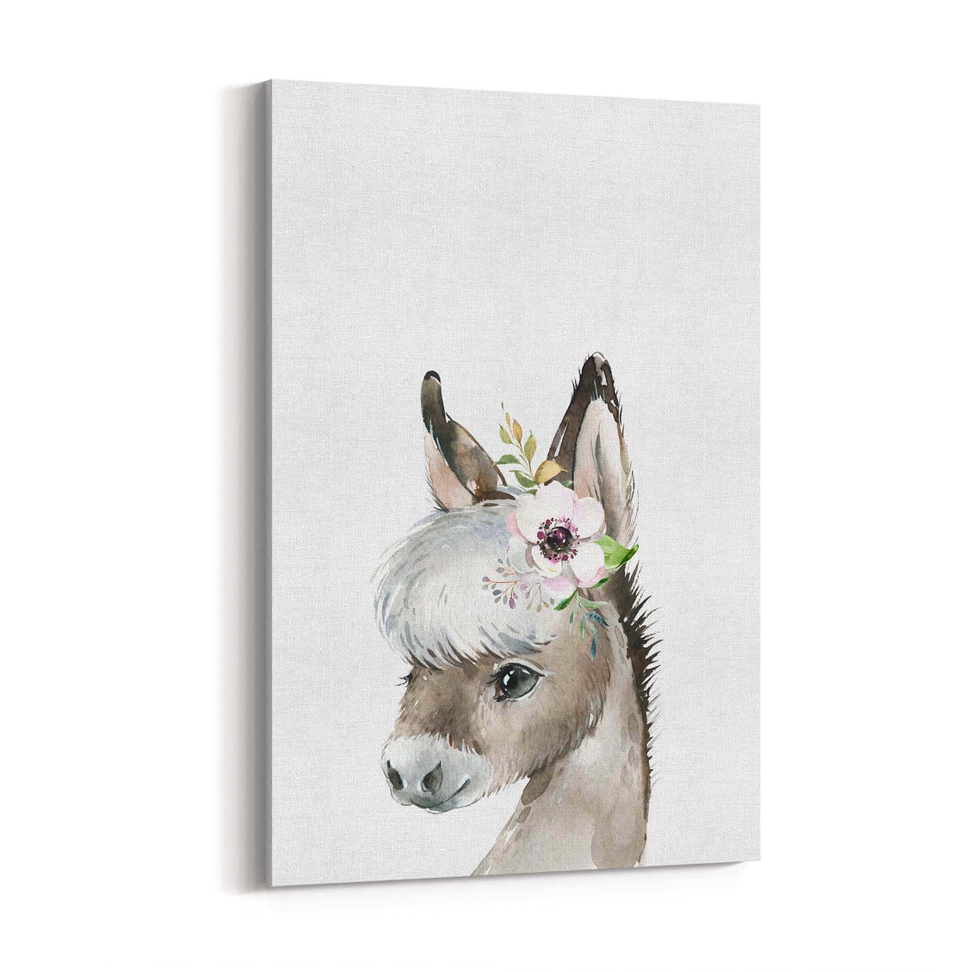 Cute Baby Donkey Nursery Animal Gift Wall Art - The Affordable Art Company