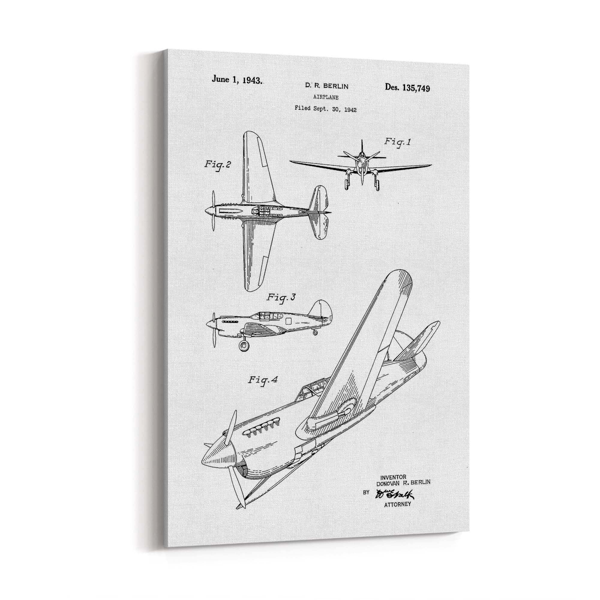 Airplane Patent Vintage Minimal Man Cave Wall Art #7 - The Affordable Art Company