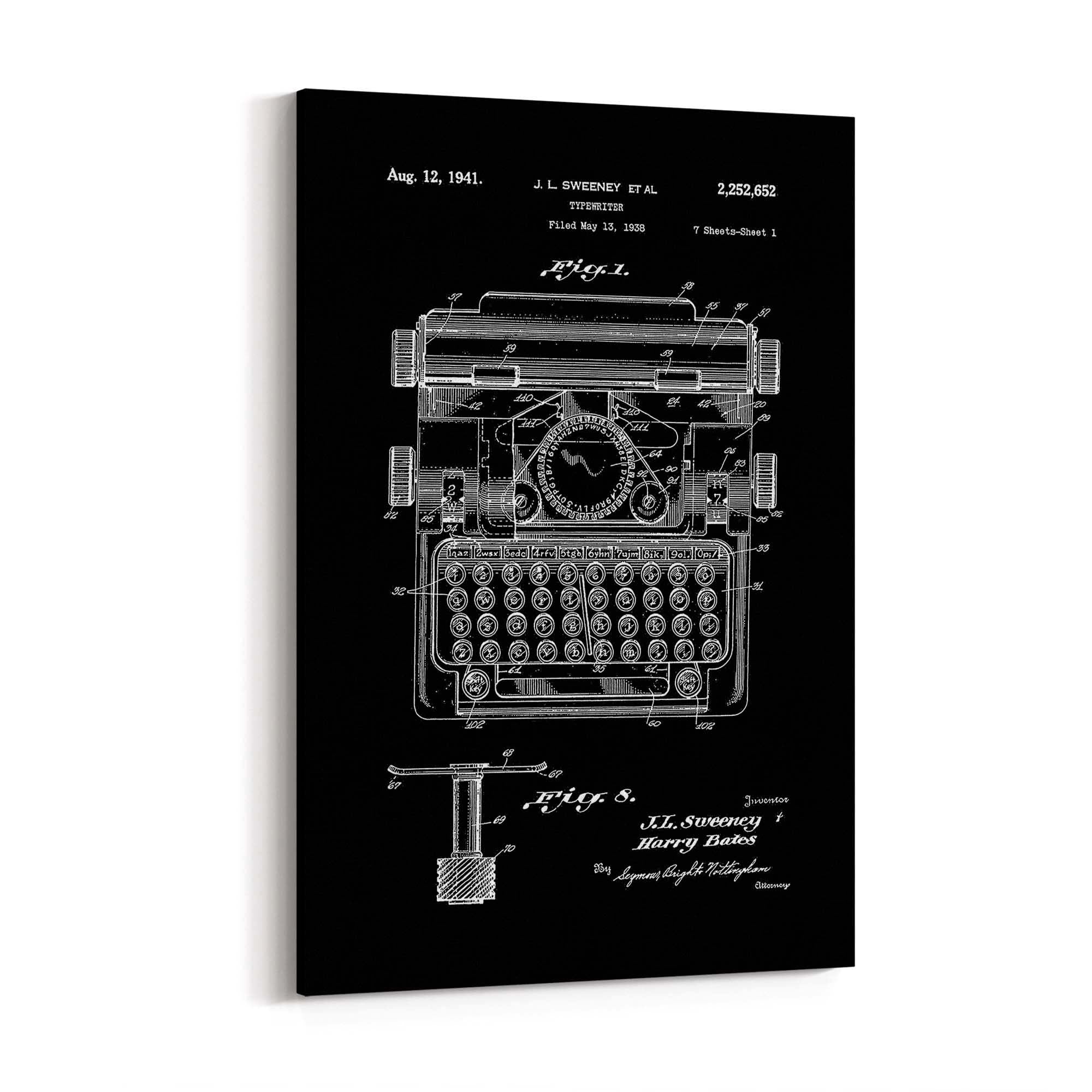 Vintage Typewriter Black Patent Wall Art #3 - The Affordable Art Company